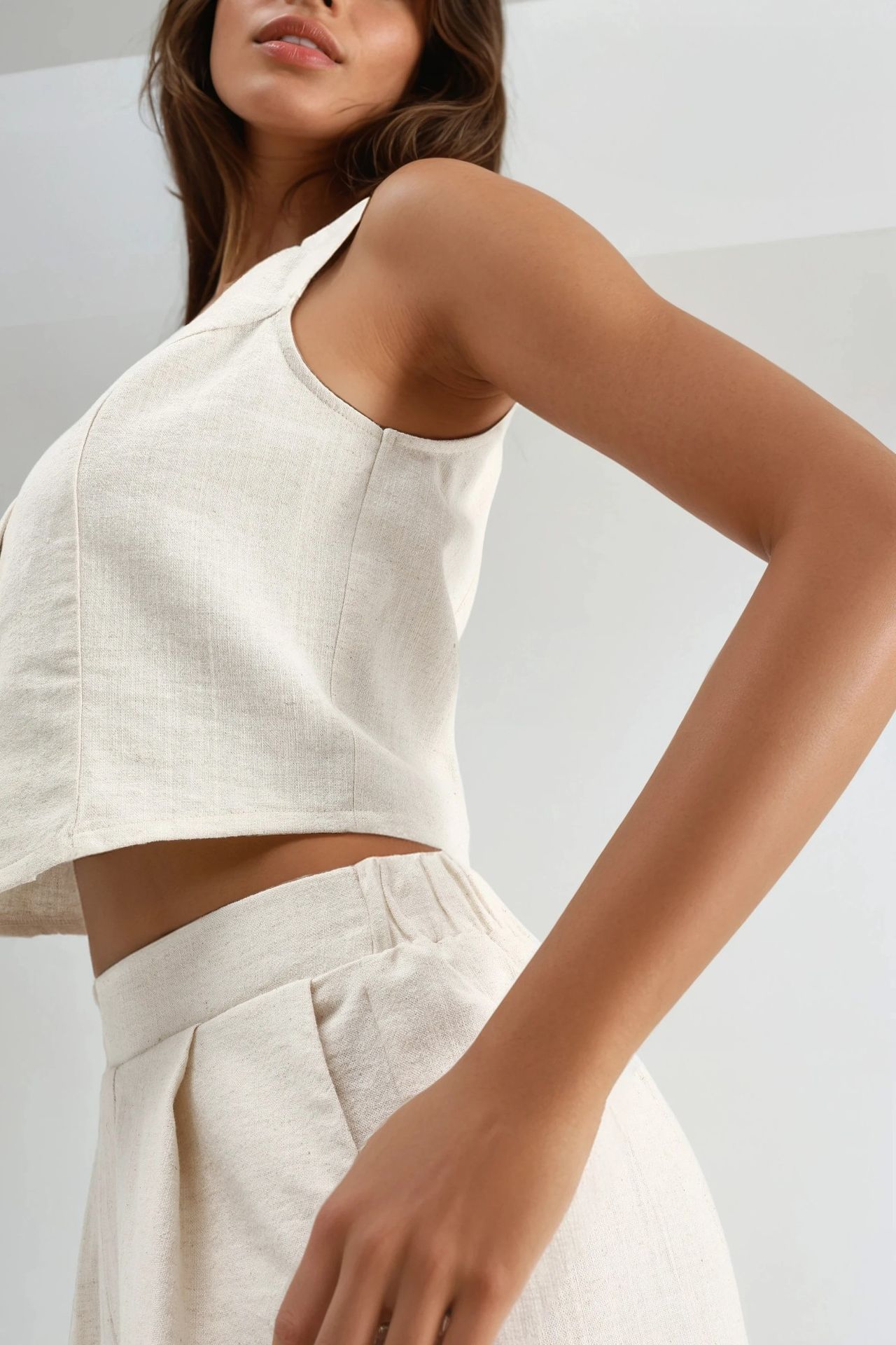 Linen Blend Vest & Shorts Two-Piece Set 5