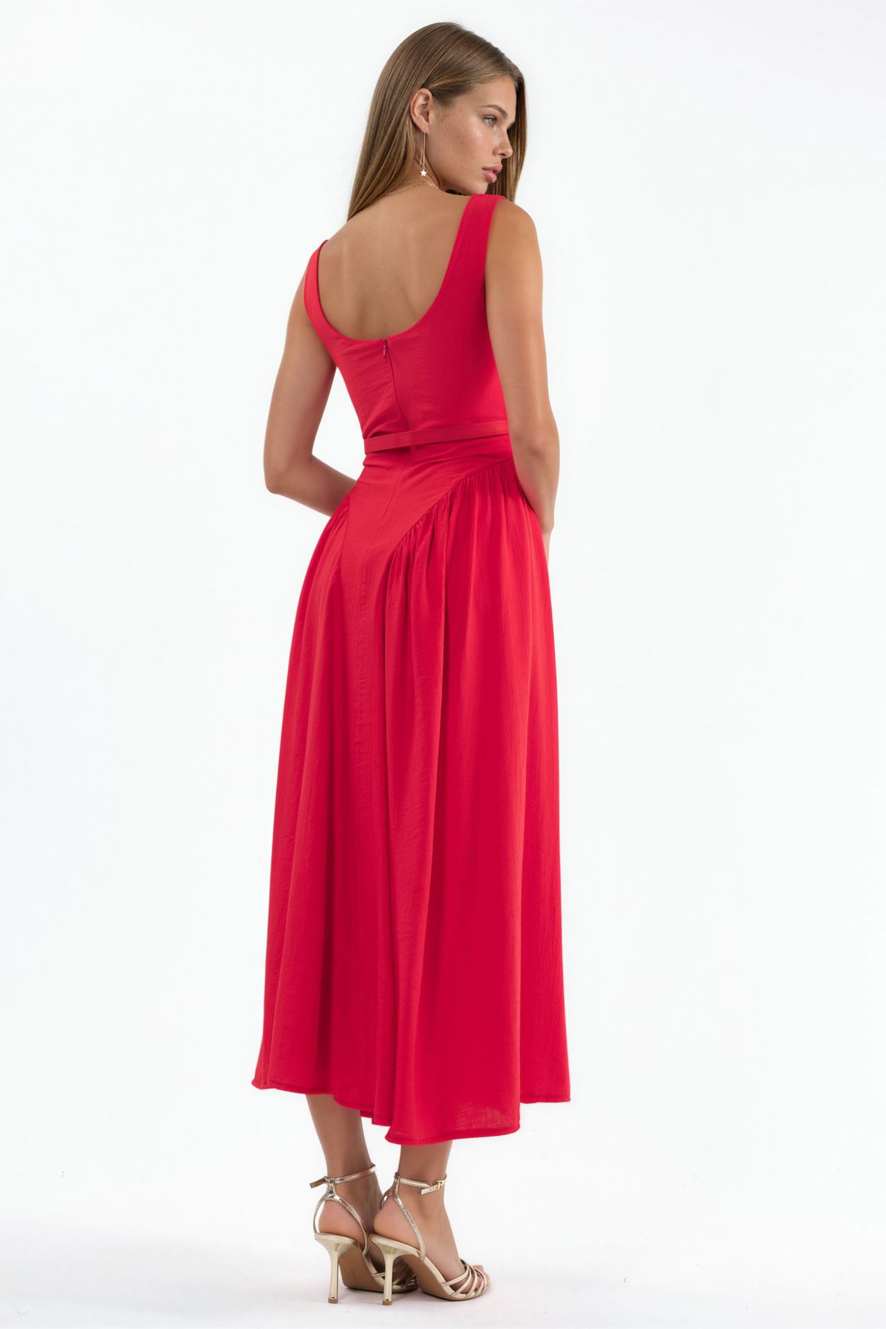 BUSEM Square Collar Belted Midi Dress 2