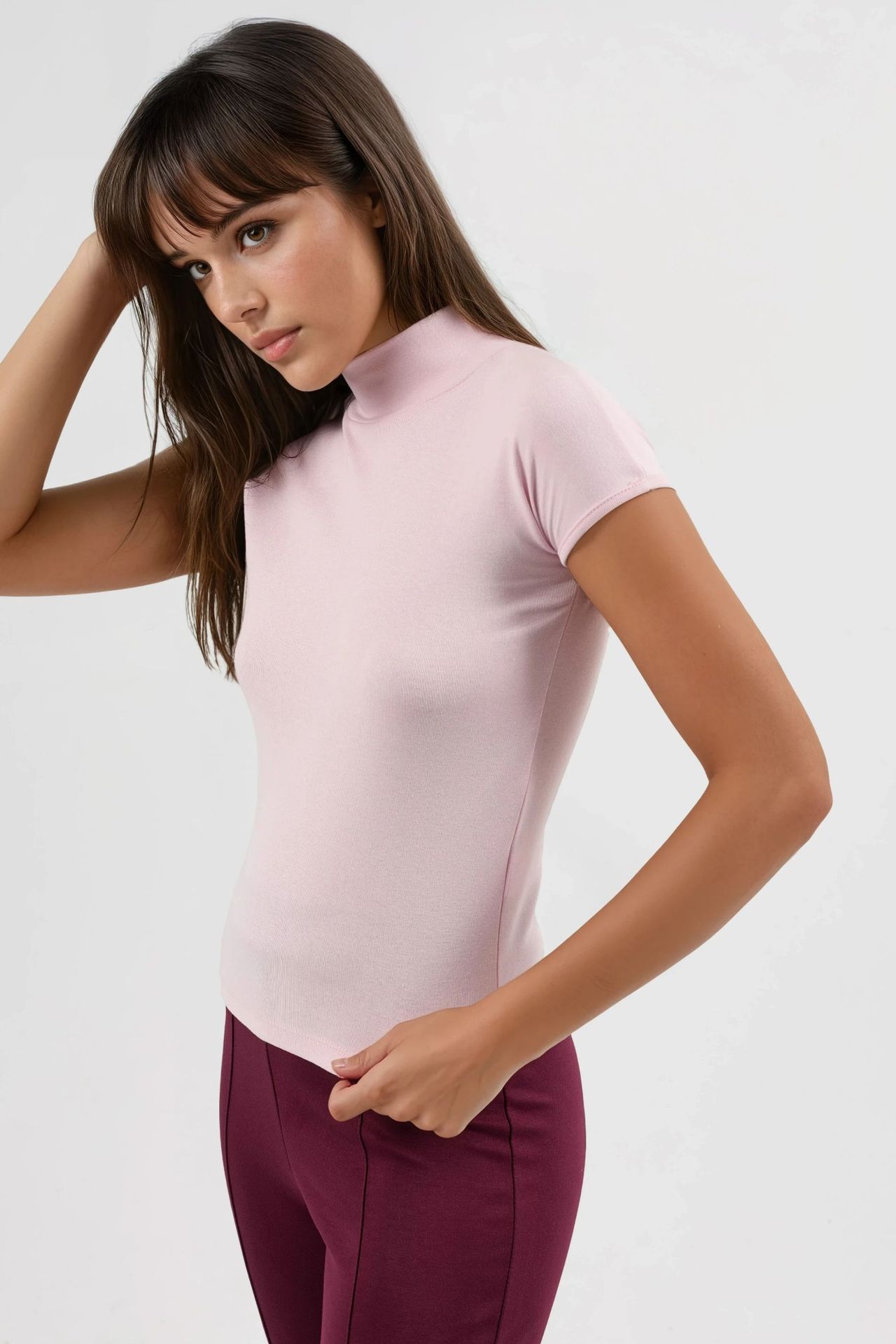 BUSEM Fitted Half Turtleneck Cotton Blouse 2