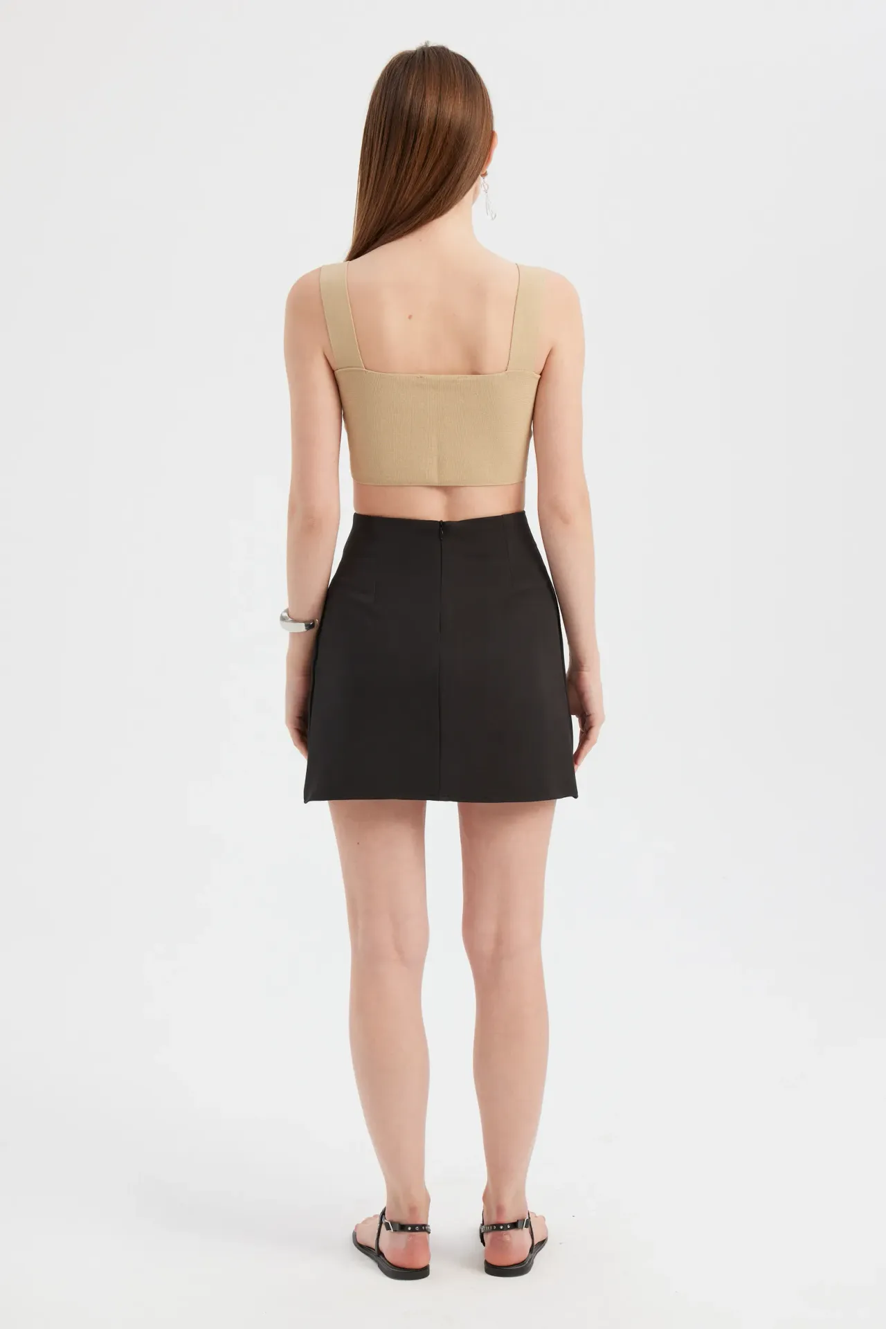 High Waist Mini Skirt with Belt Detail