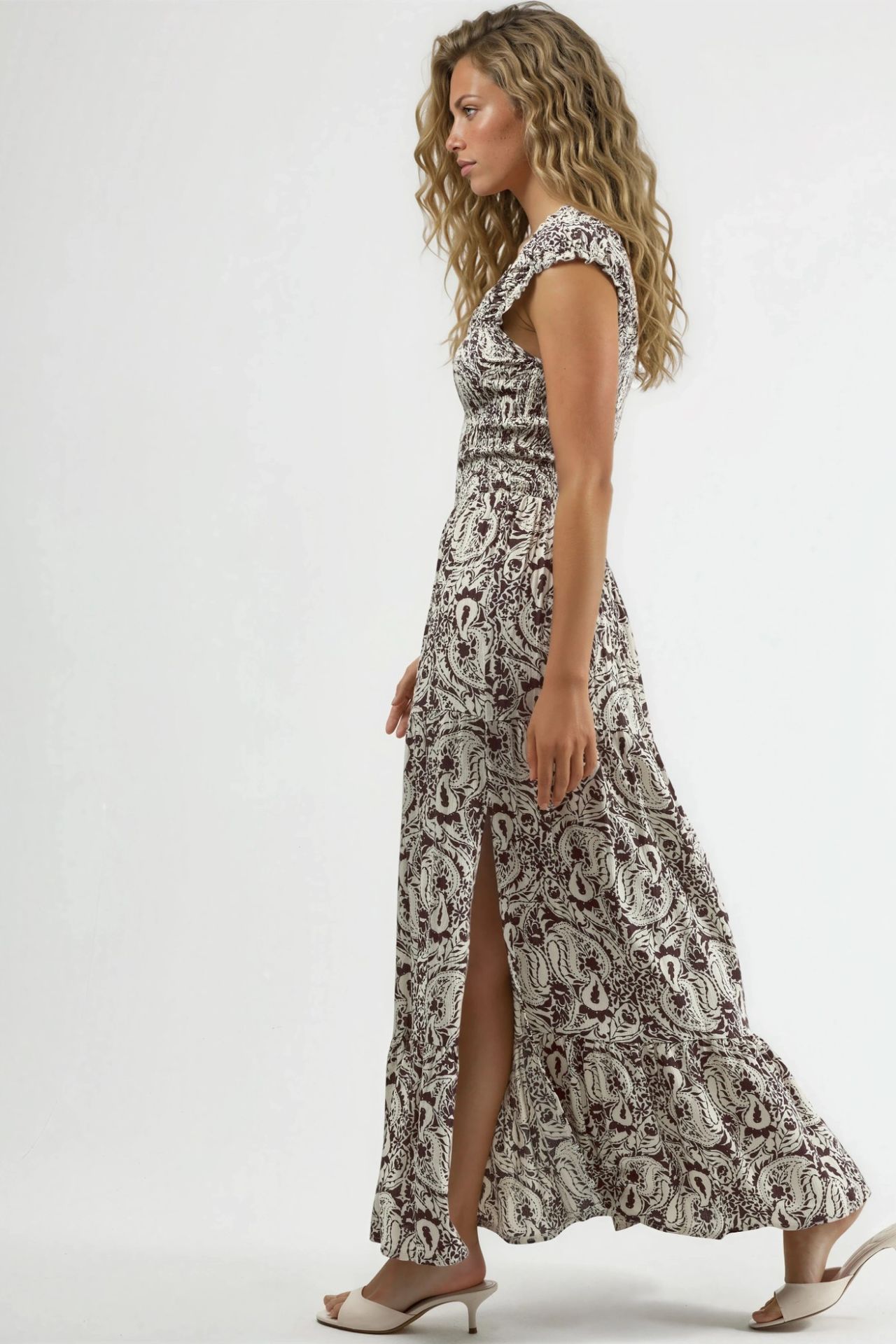 BUSEM Paisley Print Maxi Dress with Square Collar 2