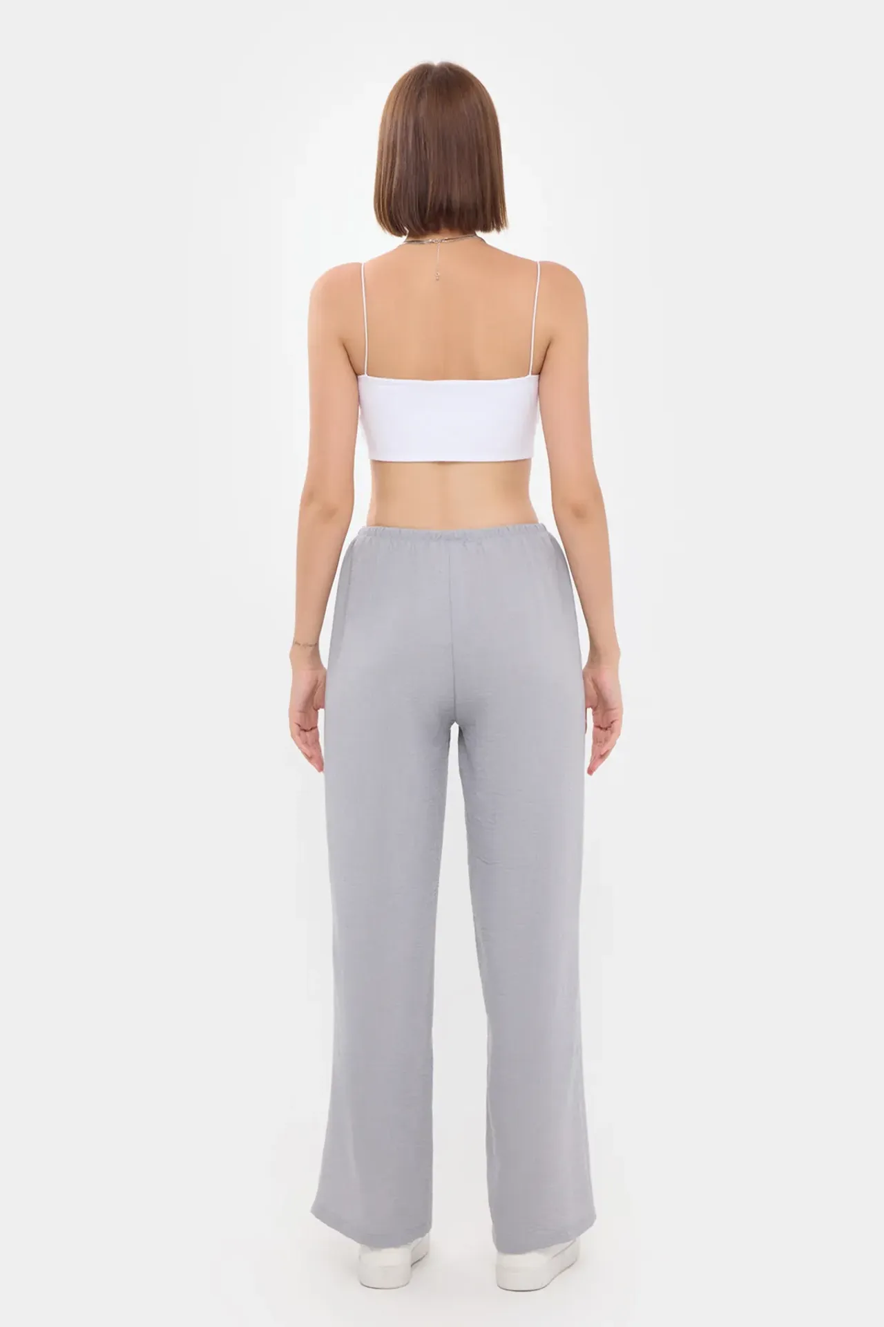 High-Waist Straight-Leg Trousers with Drawstring