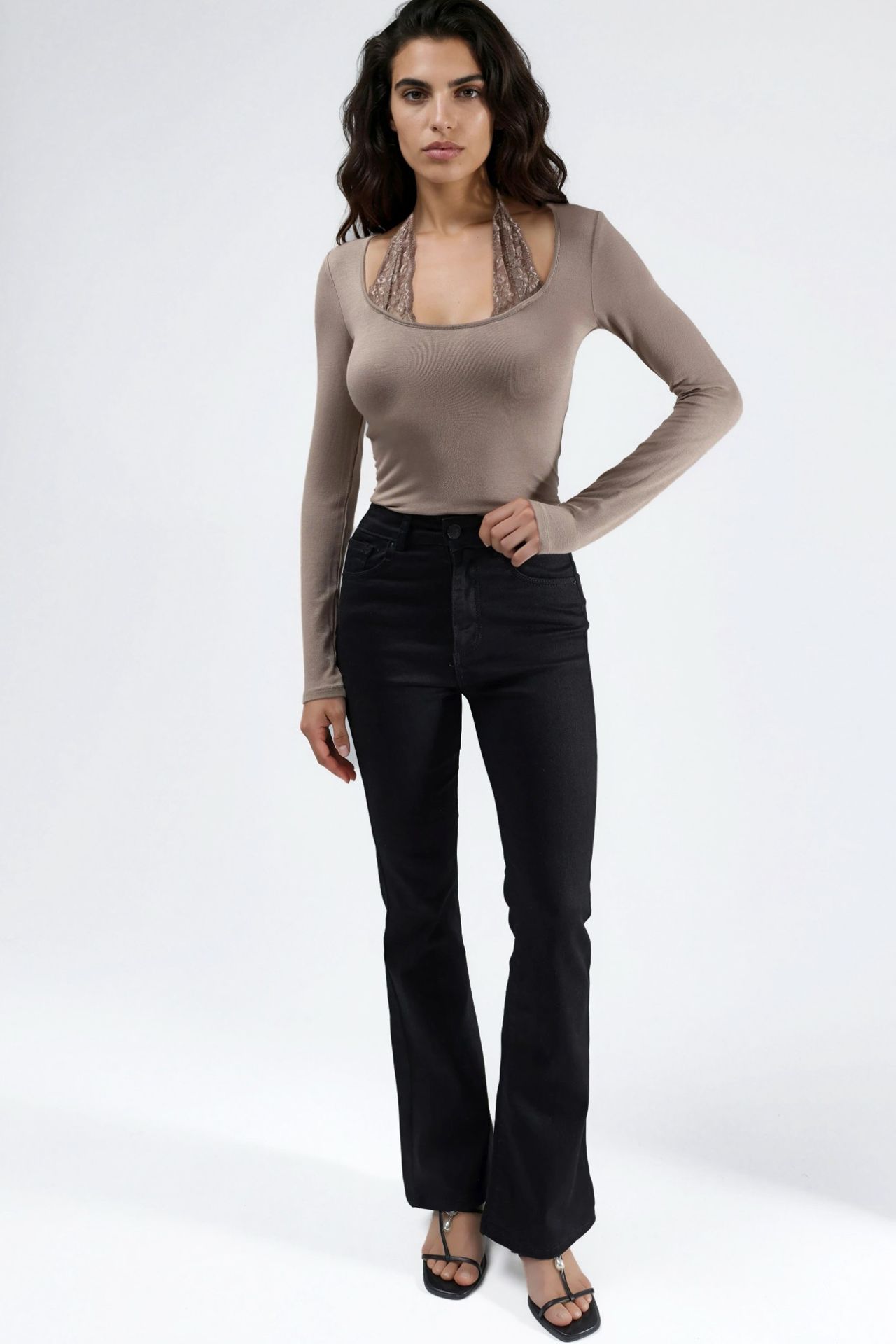 Lace Halter Neck Stretch Viscose Top 5