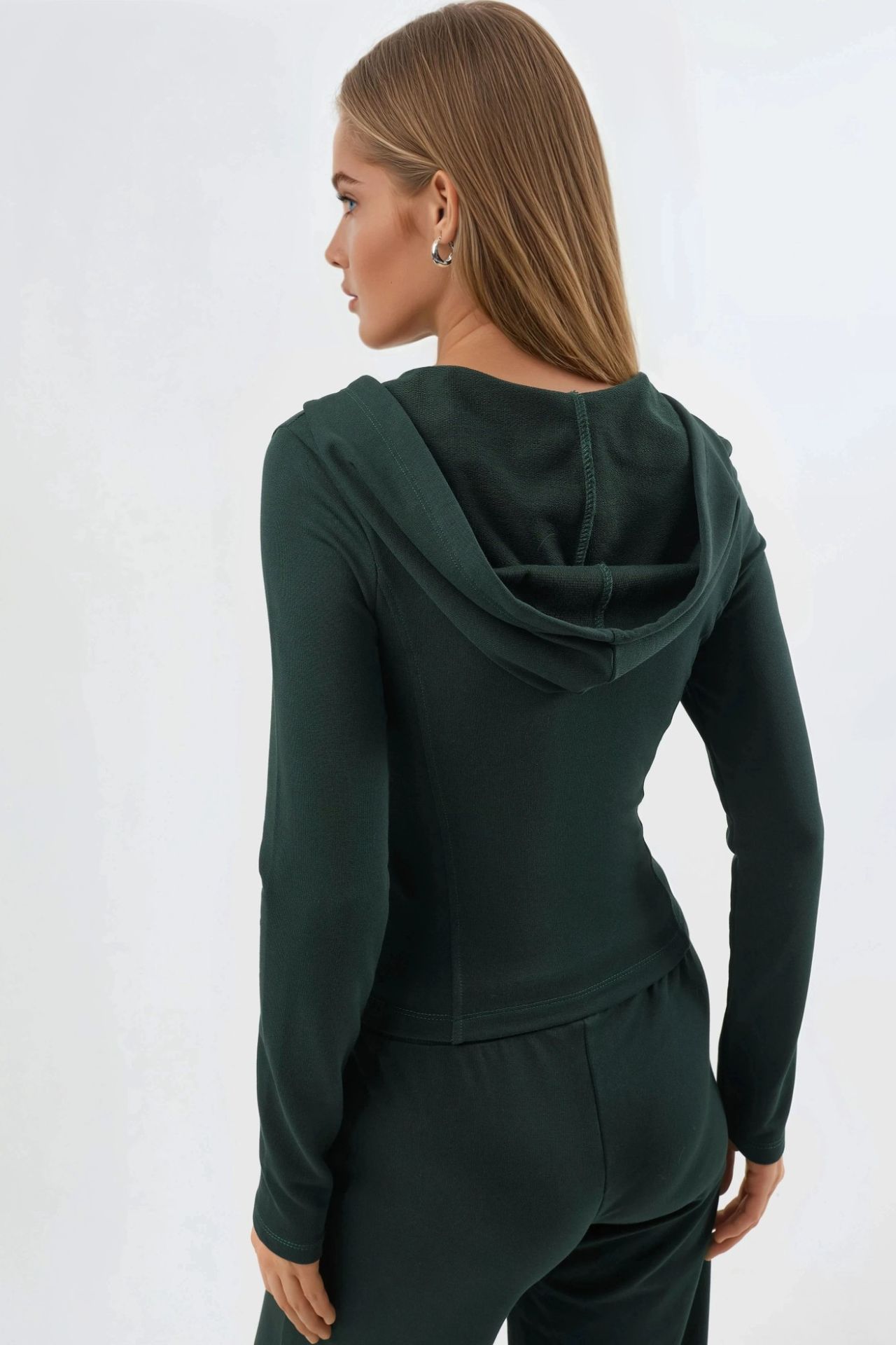 BUSEM Hooded Fitted Cotton Jacket with Zipper Closure 5
