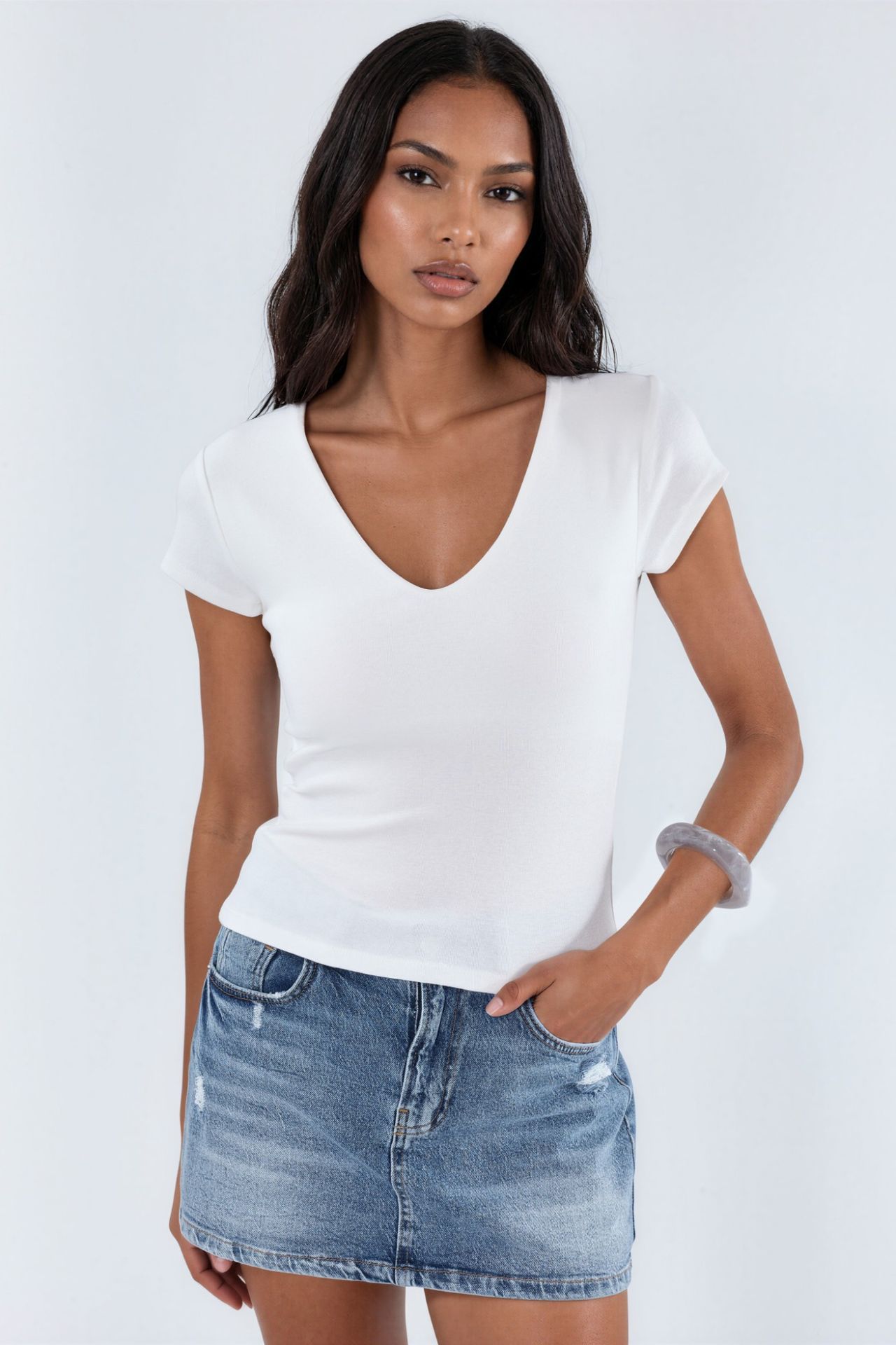 BUSEM V-Neck Modal Cotton Blend Blouse 1