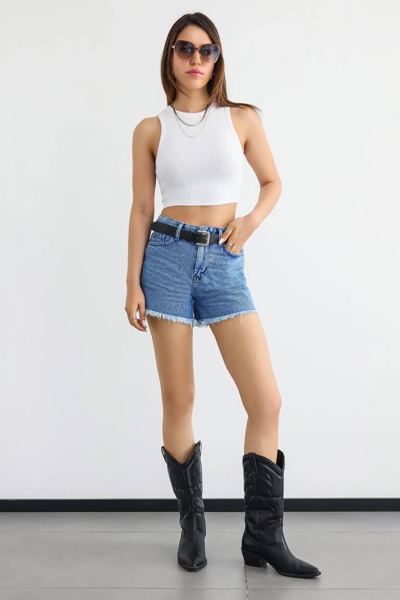 Basic Woven Crew-Neck Tank Top