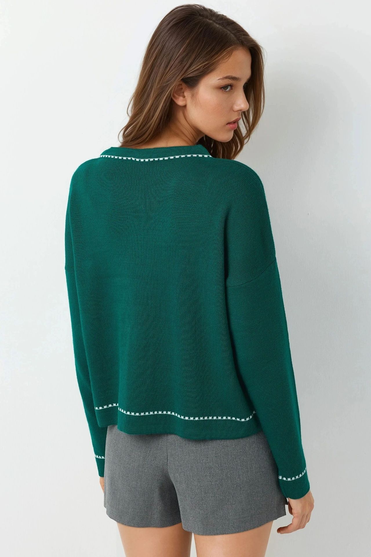 MY FASHION Ribbed Knit Cardigan with Button Closure 3