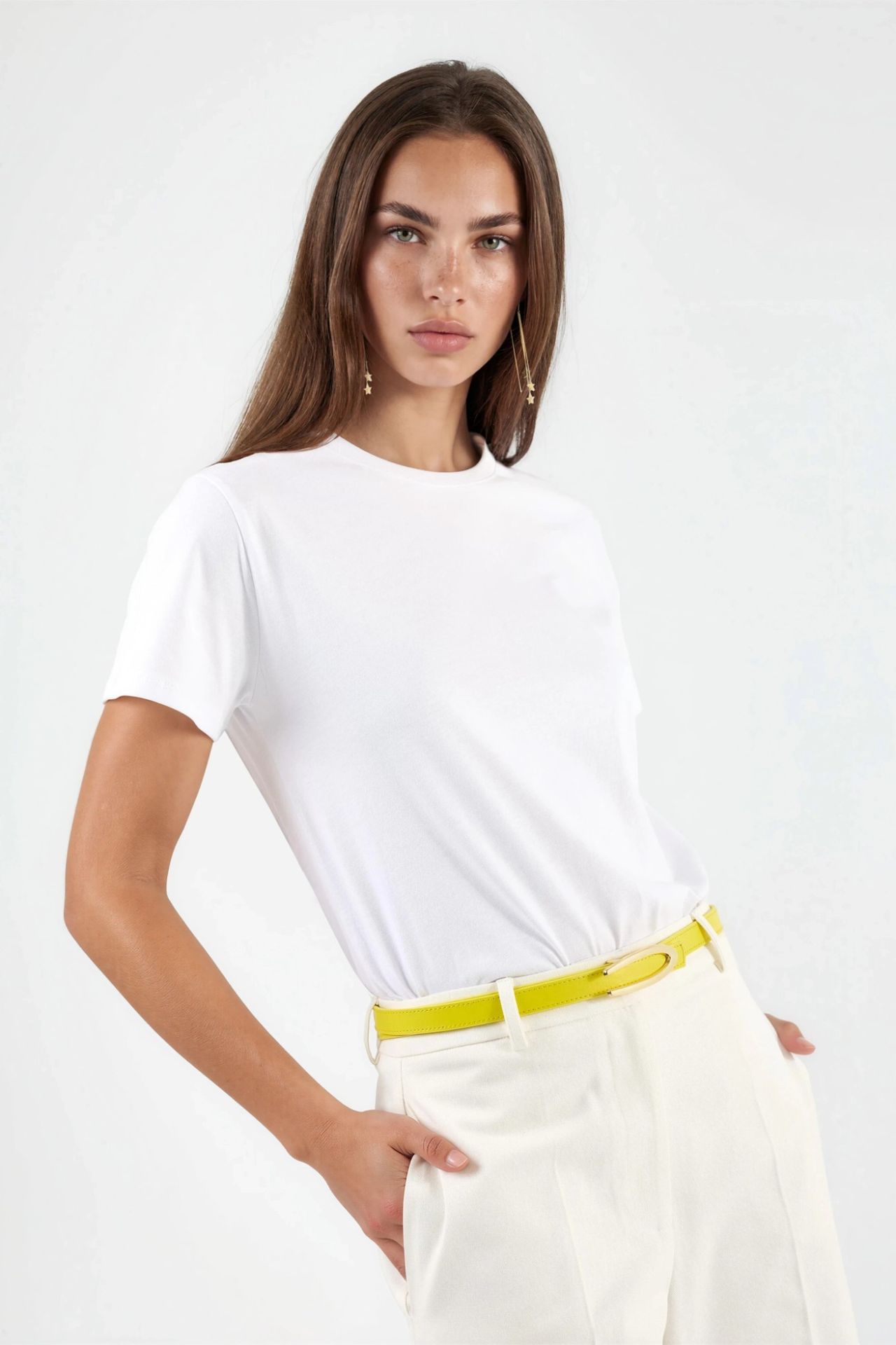BUSEM Plain Crew Neck Cotton T-Shirt 1