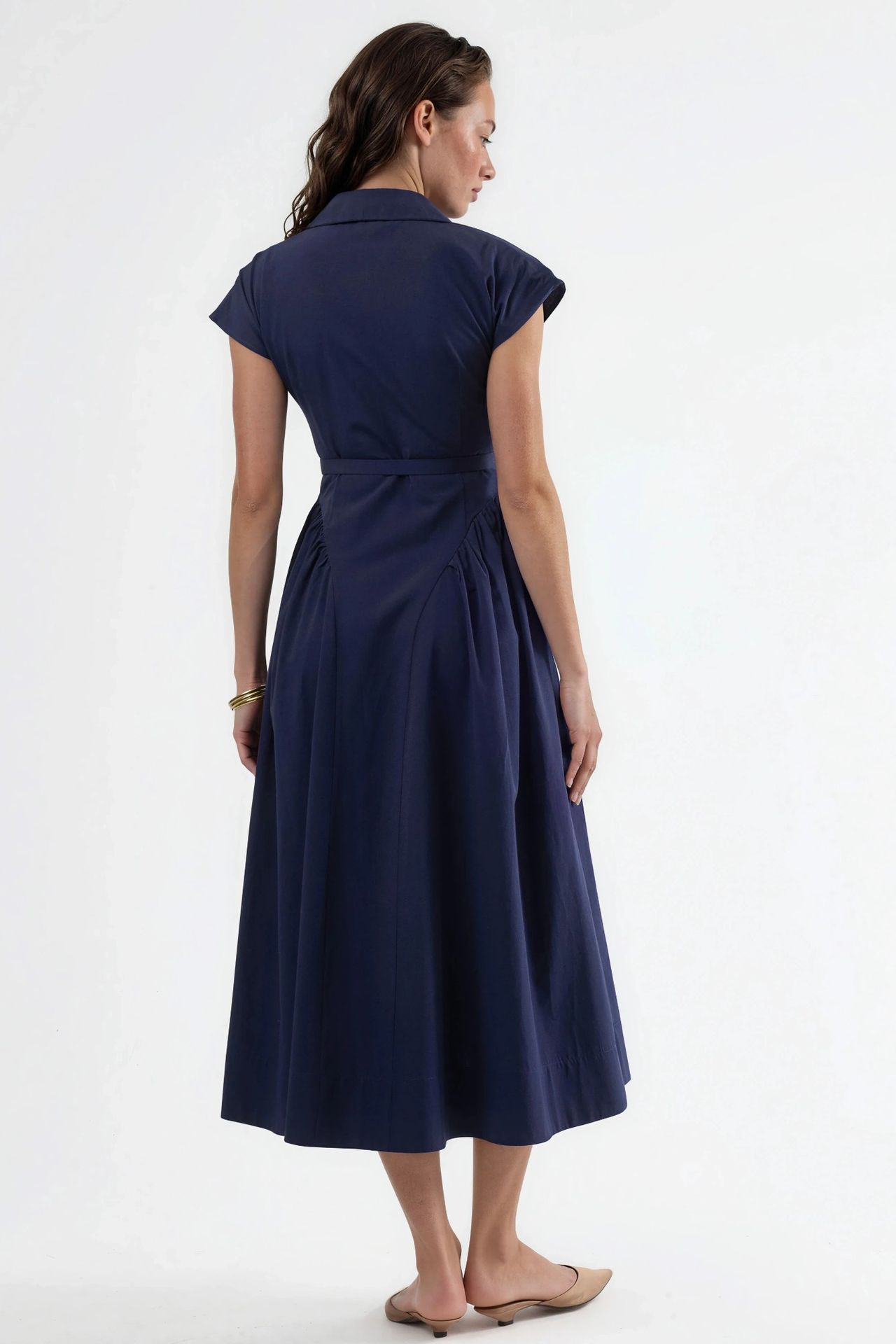 BUSEM Belted Midi Dress with Shirt Collar 3