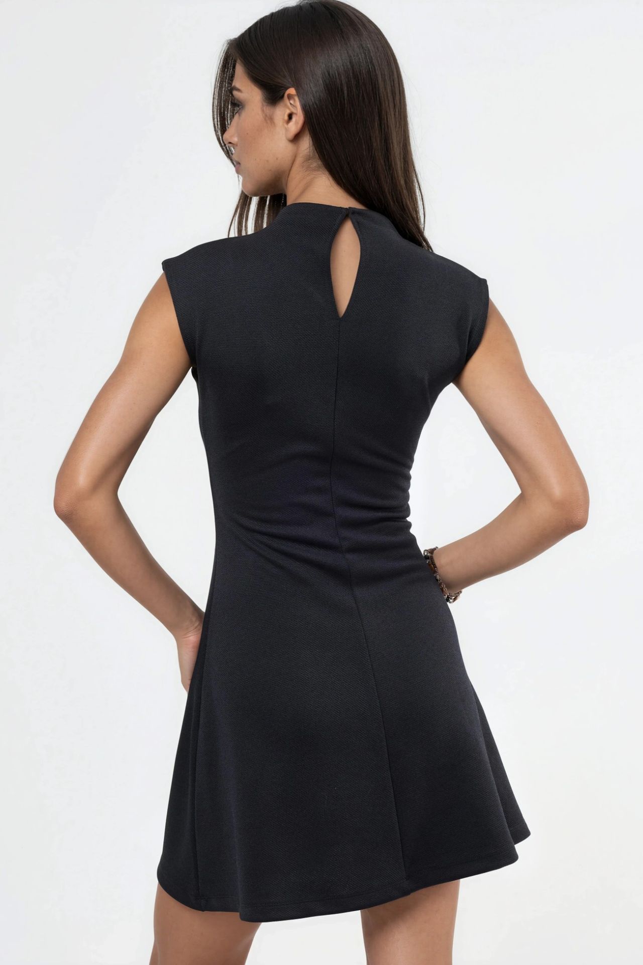 BUSEM Sleeveless A-Line Mini Dress With Mandarin Collar 3