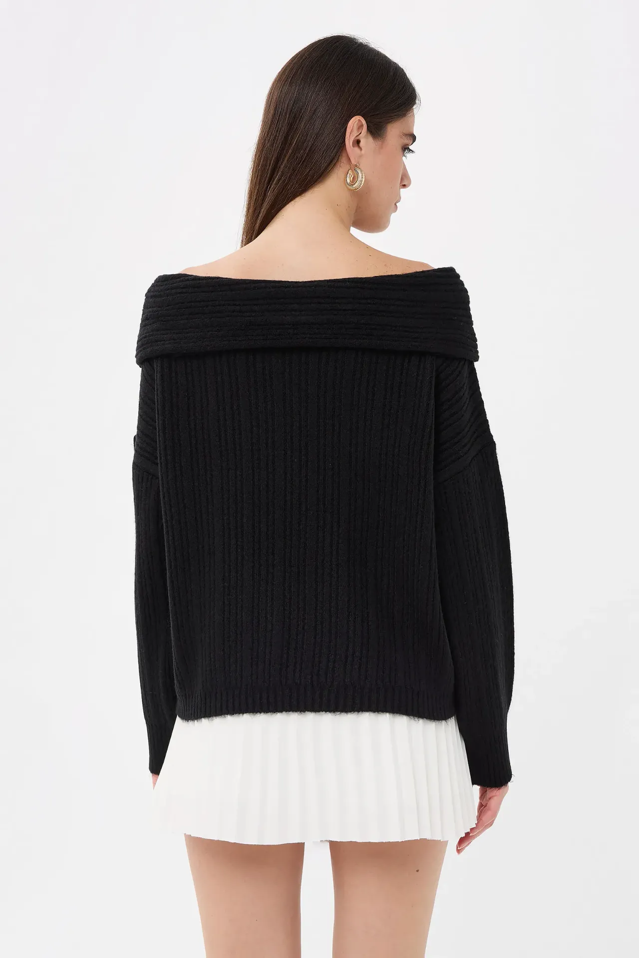 Off-Shoulder Knitted Sweater