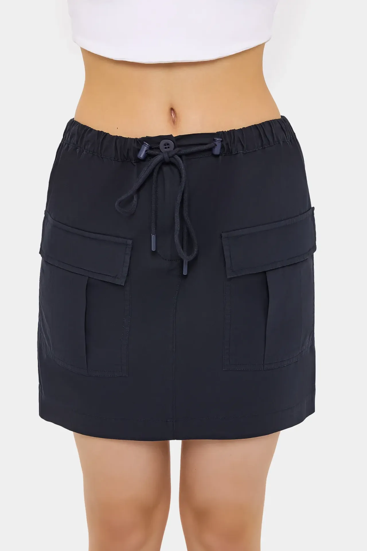 Cotton Low-Rise Cargo Skirt 