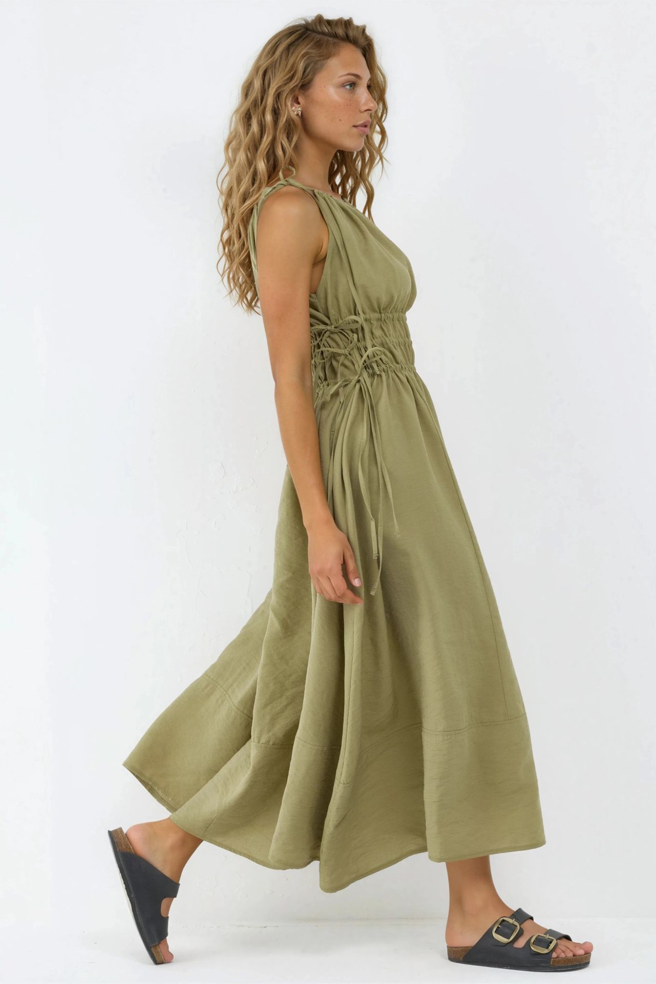 BUSEM Ruched Strap Midi Dress 2