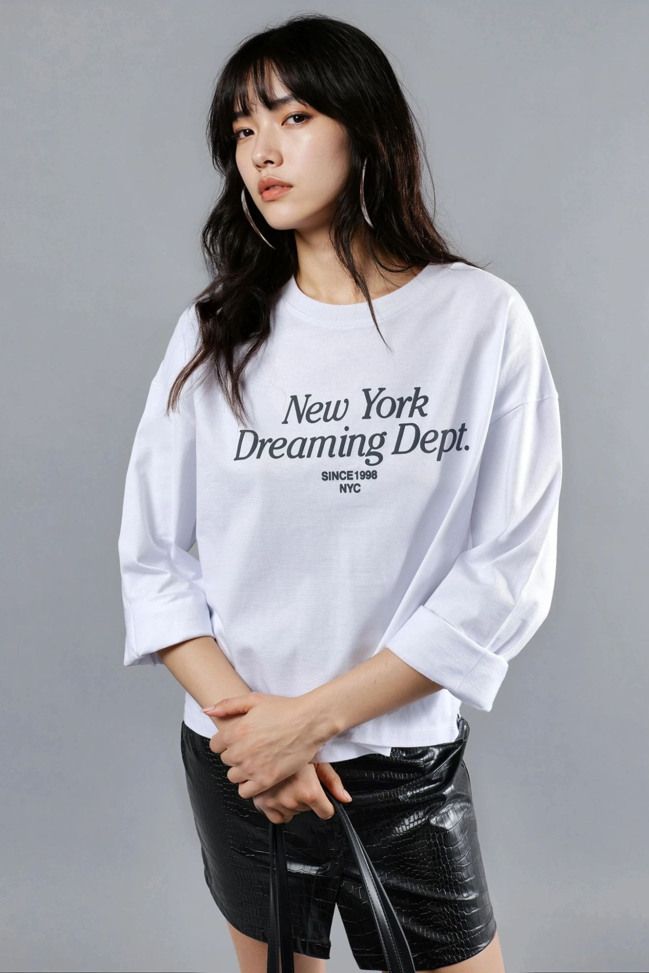 BUSEM Relaxed Fit Long Sleeve Crew Neck Back Printed Top 2