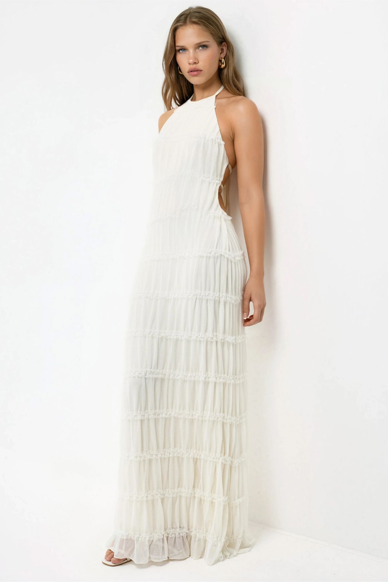 Halter Neck Textured Maxi Dress 3