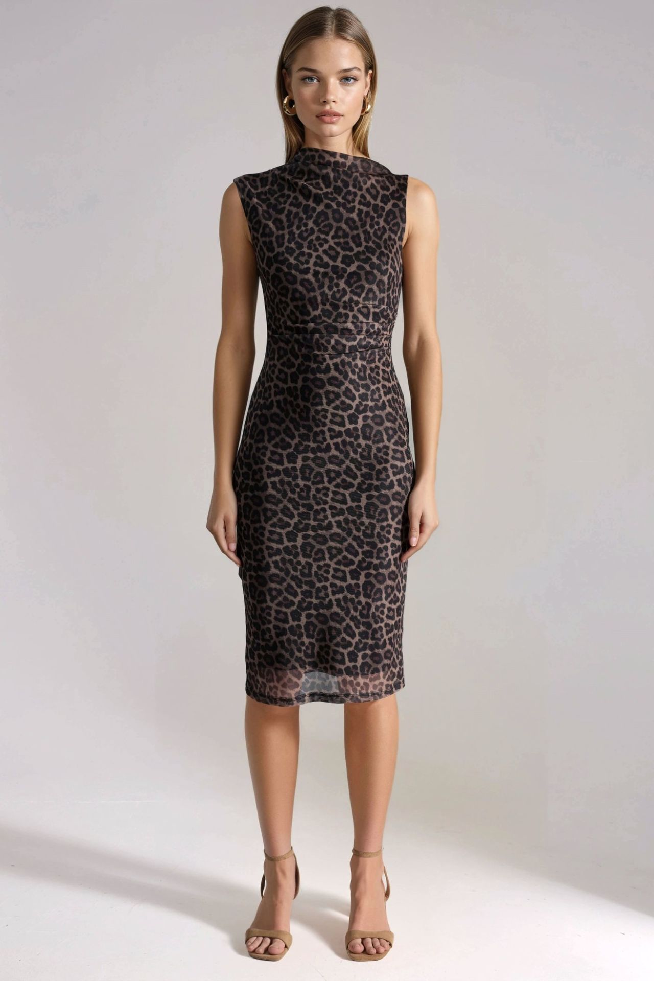 Draped Patterned Midi Dress 7