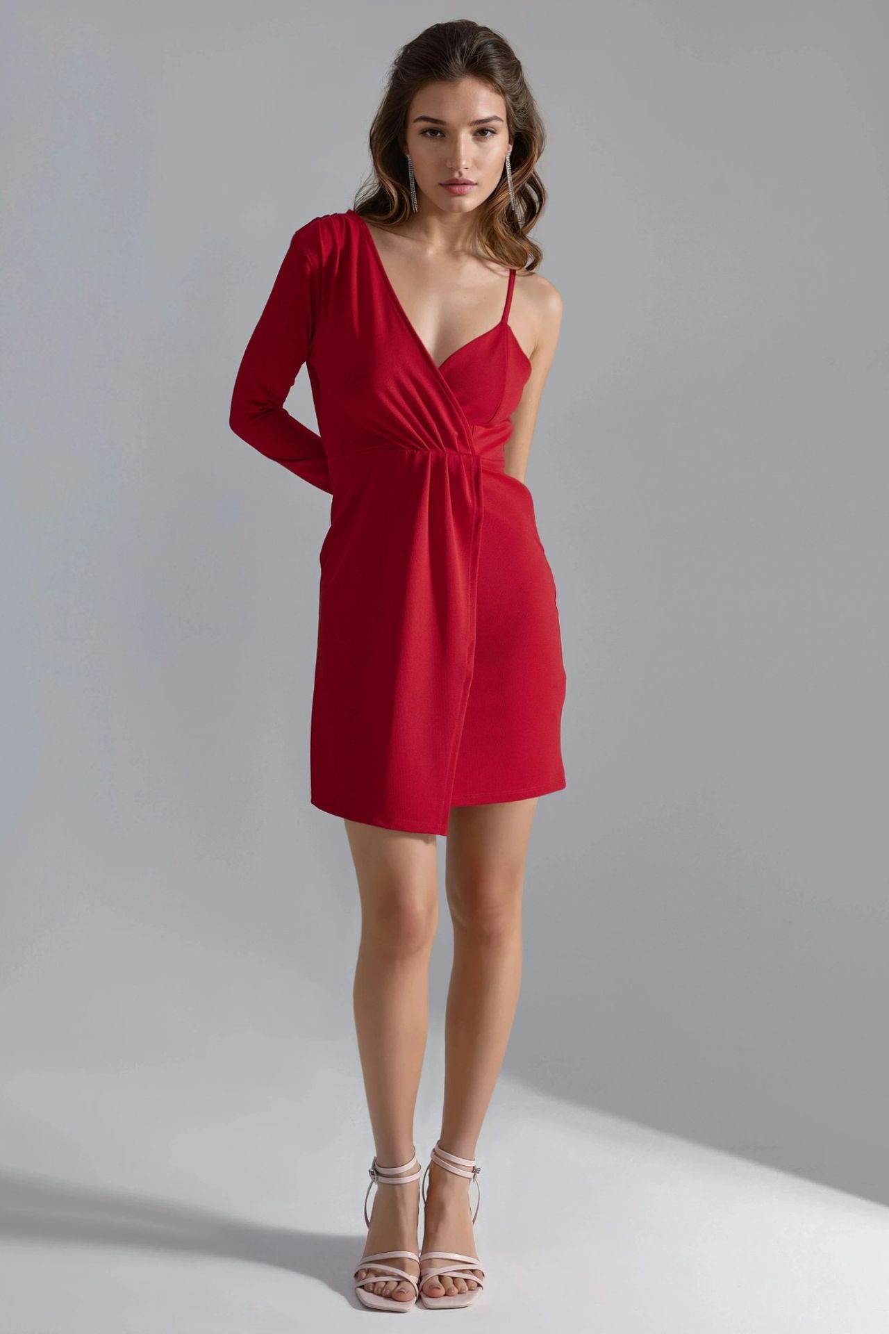 BUSEM Single Arm V-Neck Mini Dress 1