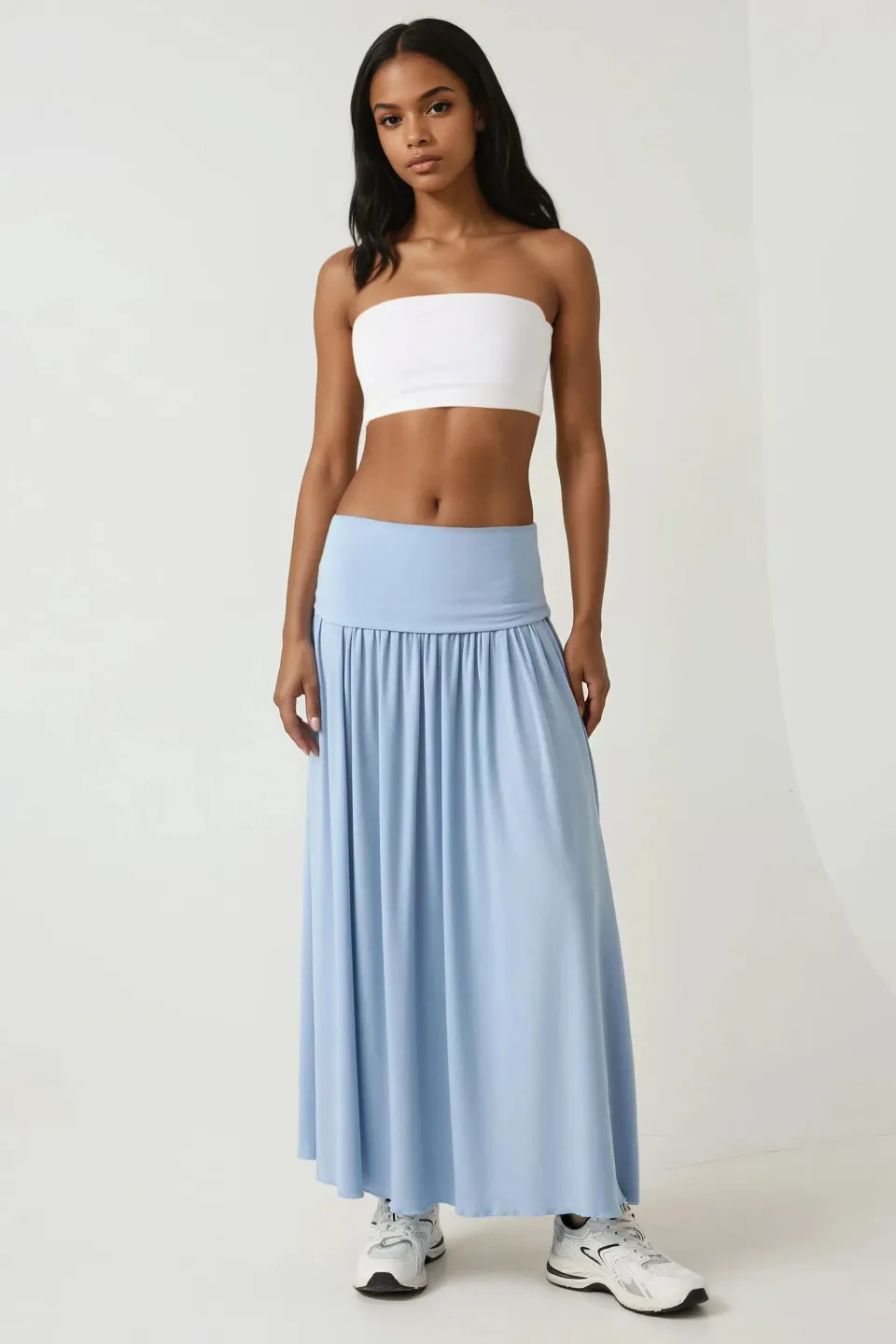 2-in-1 Midi Elastic Strapless Dress/Skirt
