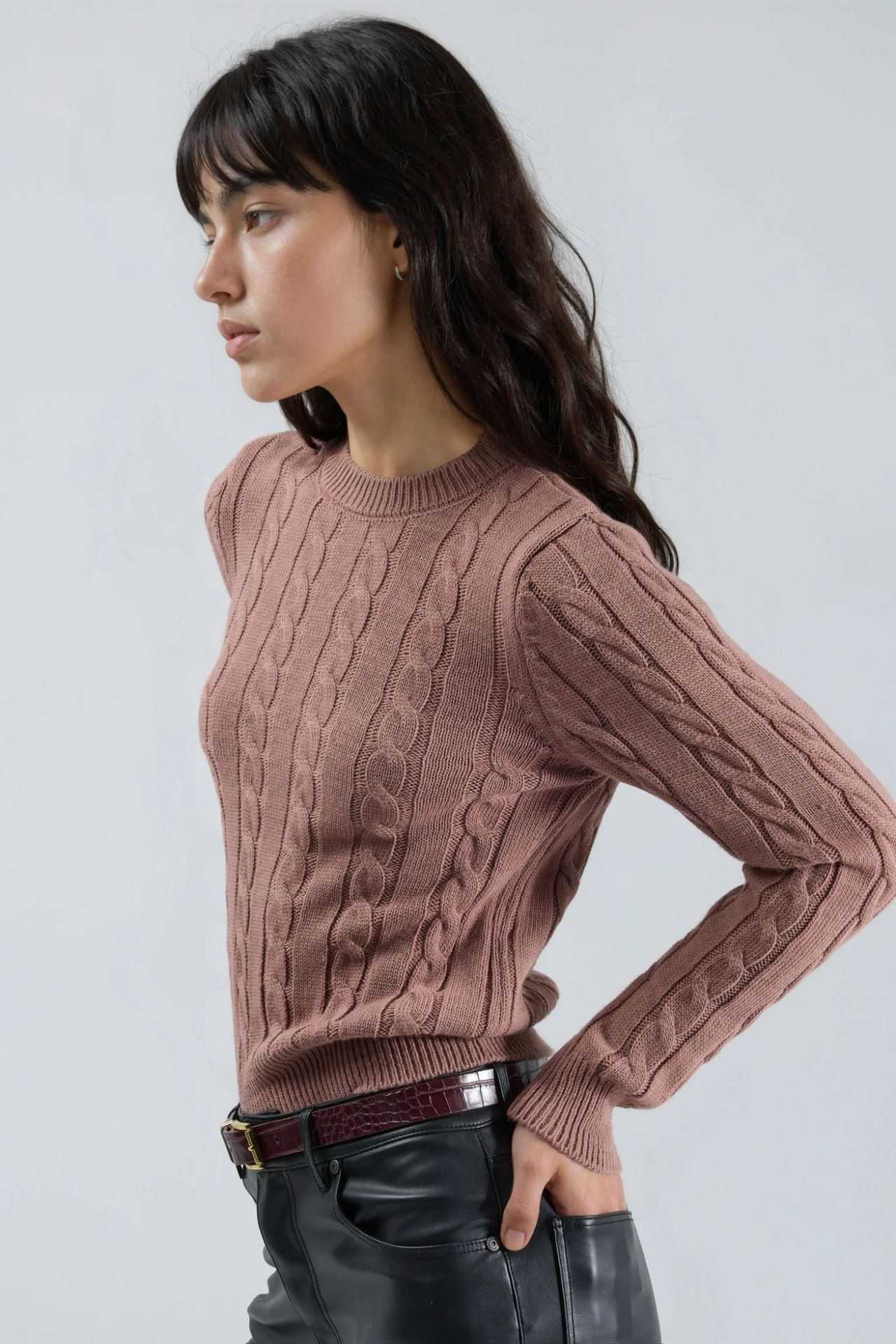 MY FASHION Fitted Cable Knit Sweater 2