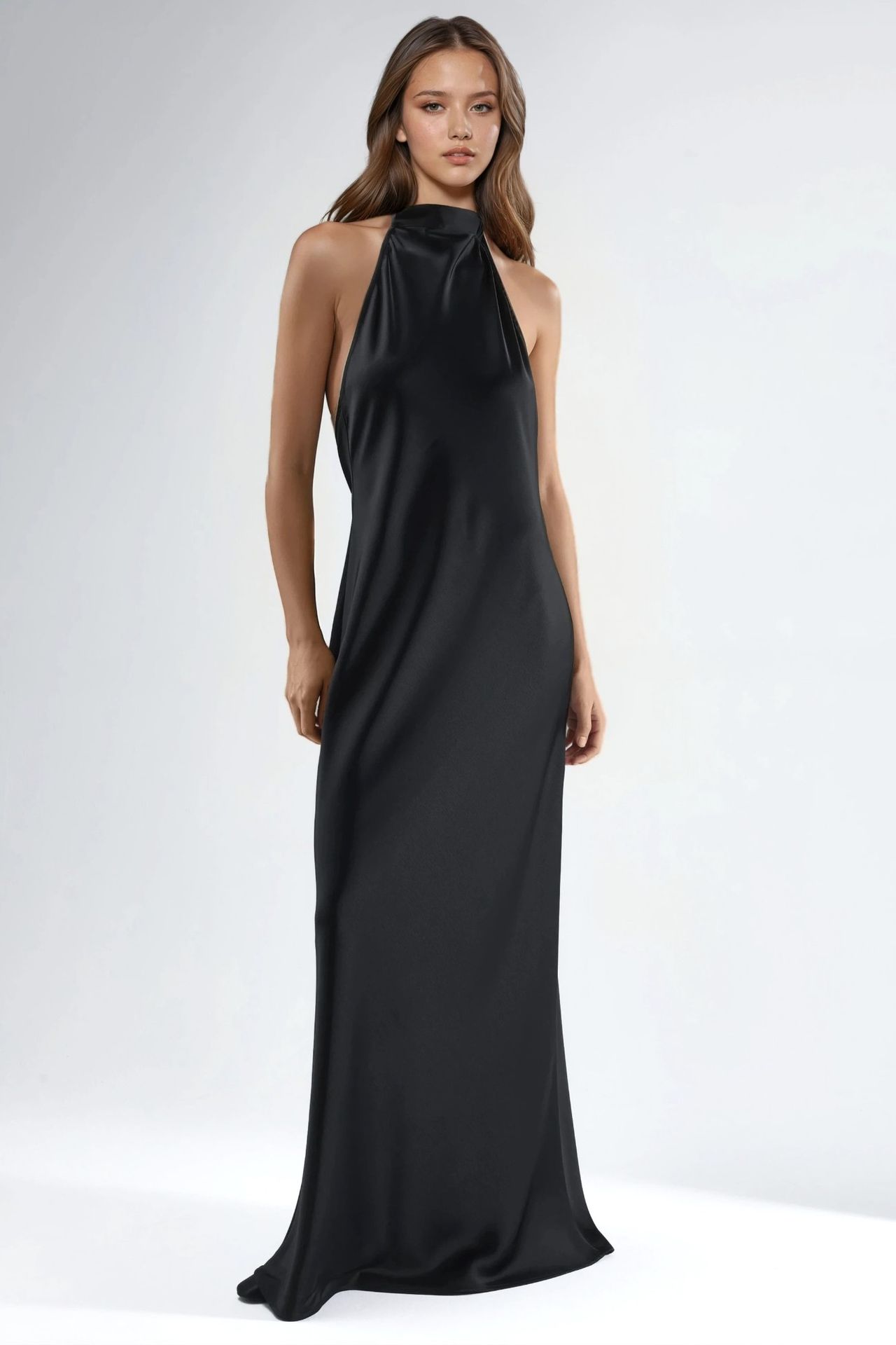 Halter Neck Satin Maxi Dress 6