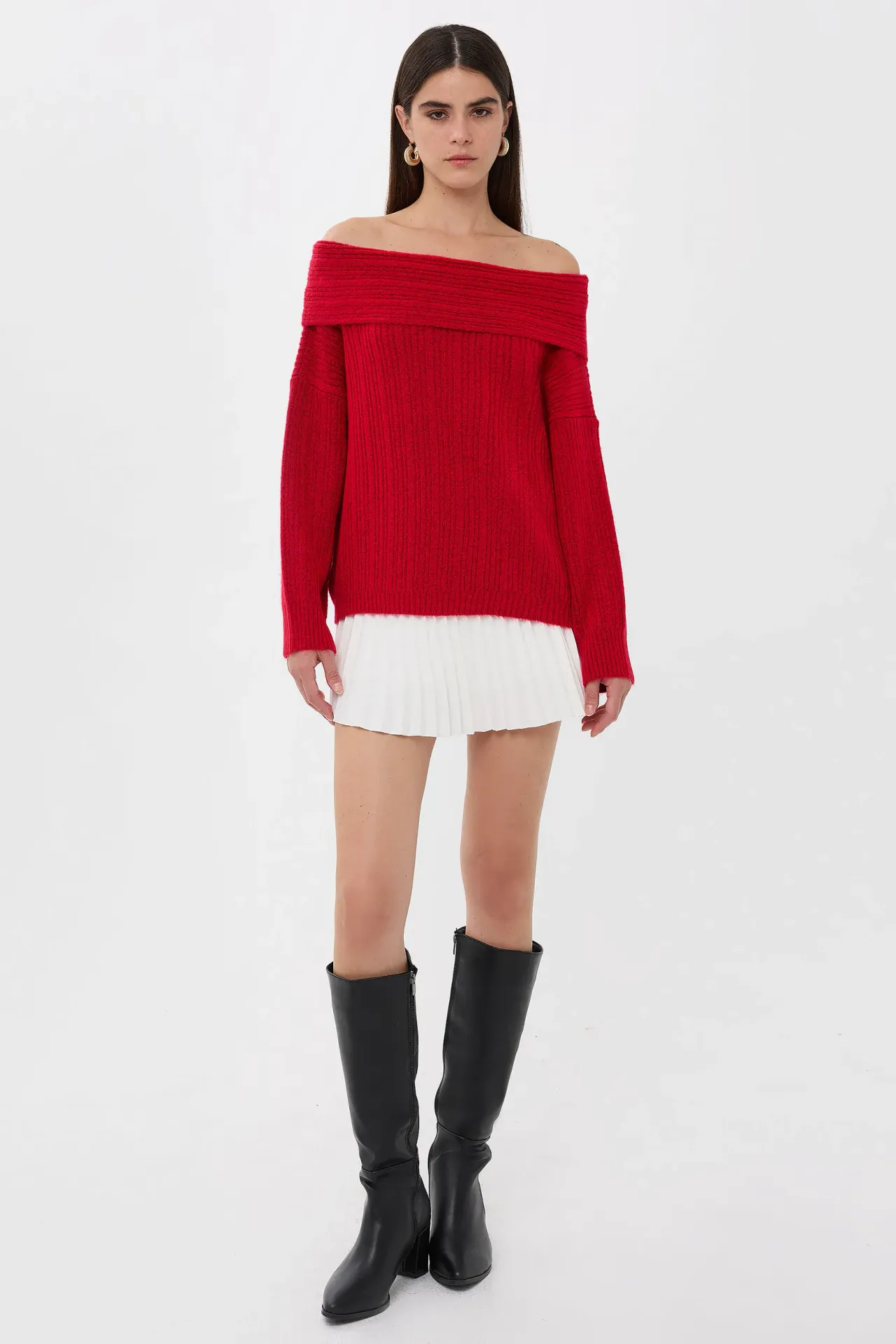 Off-Shoulder Knitted Sweater