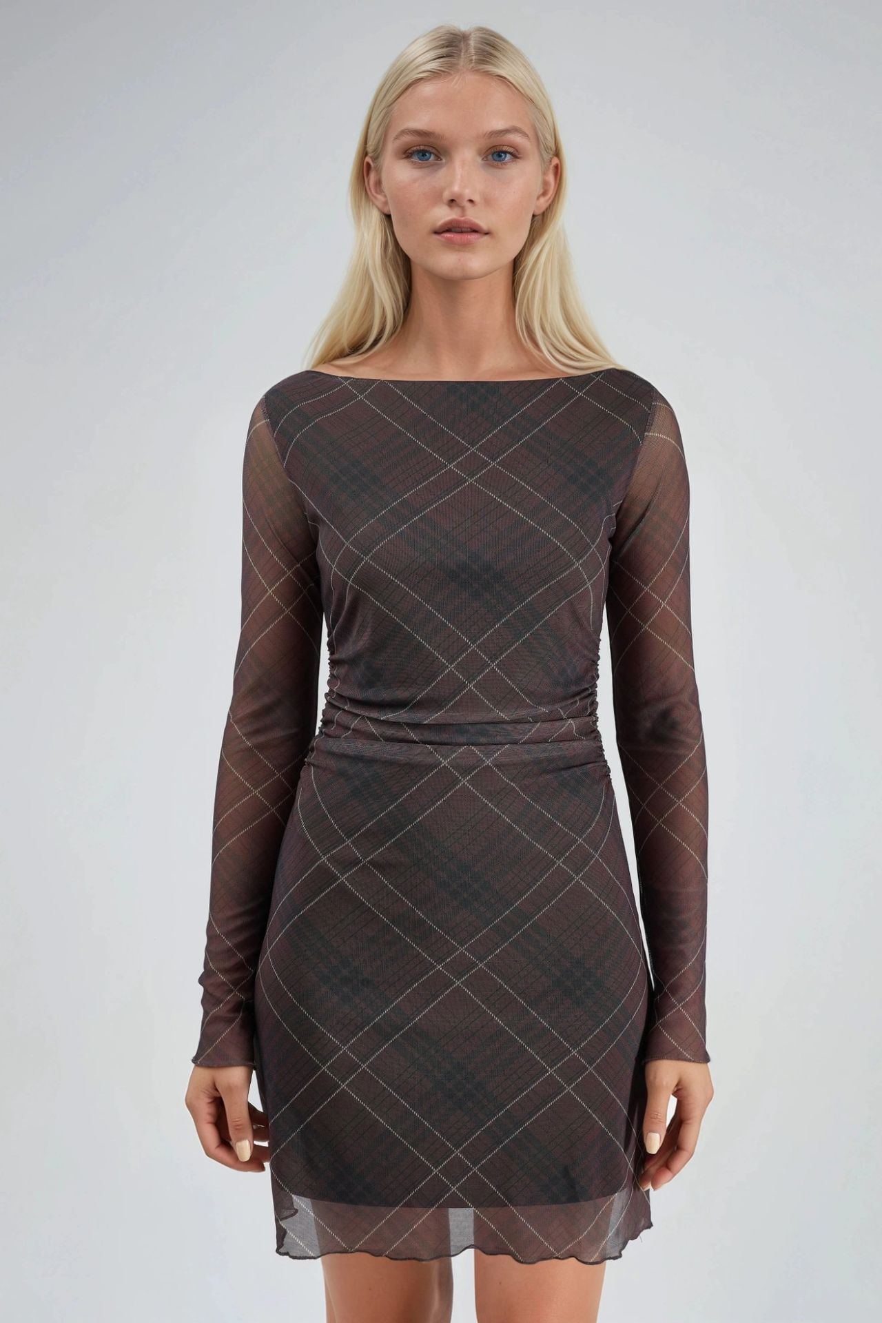BUSEM Plaid Tulle Mini Dress 7