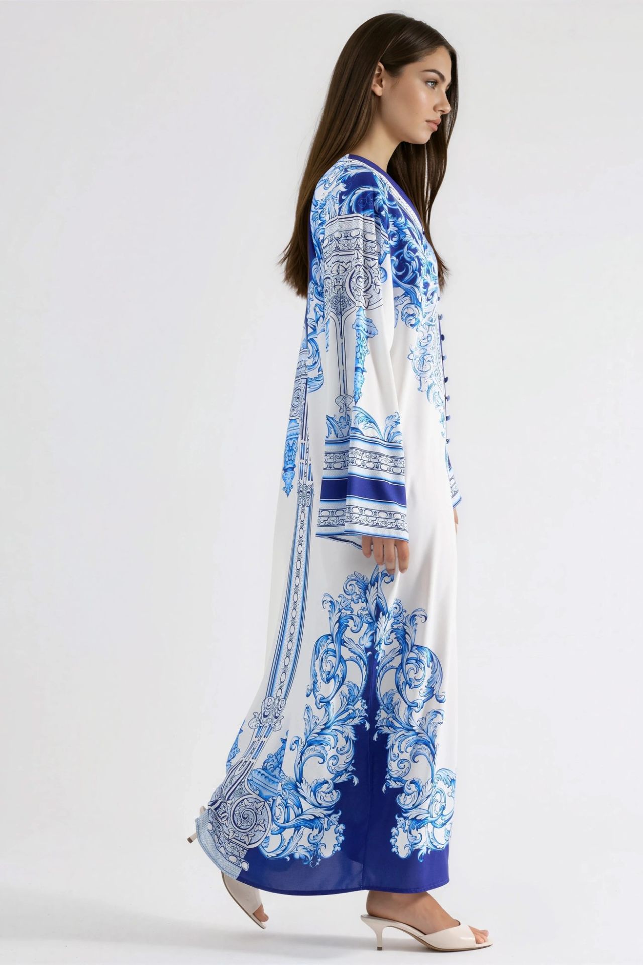 MSN Printed V-Neck Button-Front Maxi Dress 2