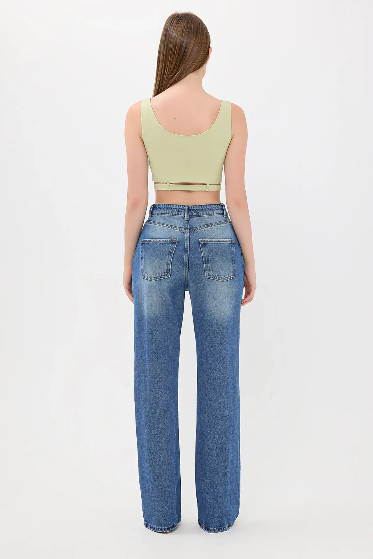 Square Neck Buttoned Cami Tank Top with Belt Detail