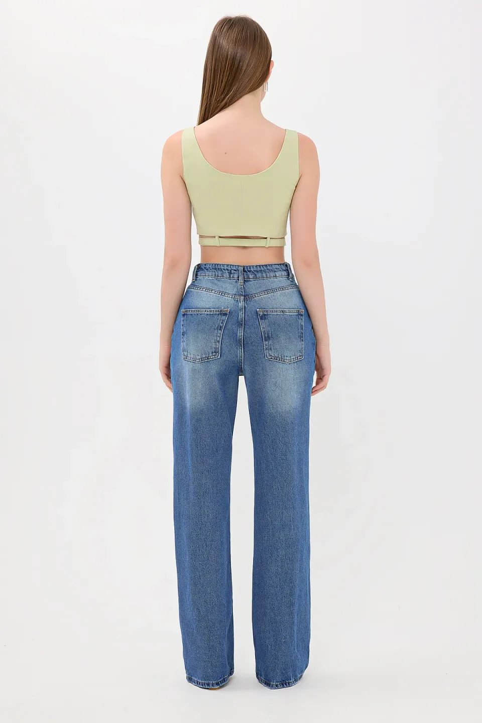 Square Neck Buttoned Cami Tank Top with Belt Detail