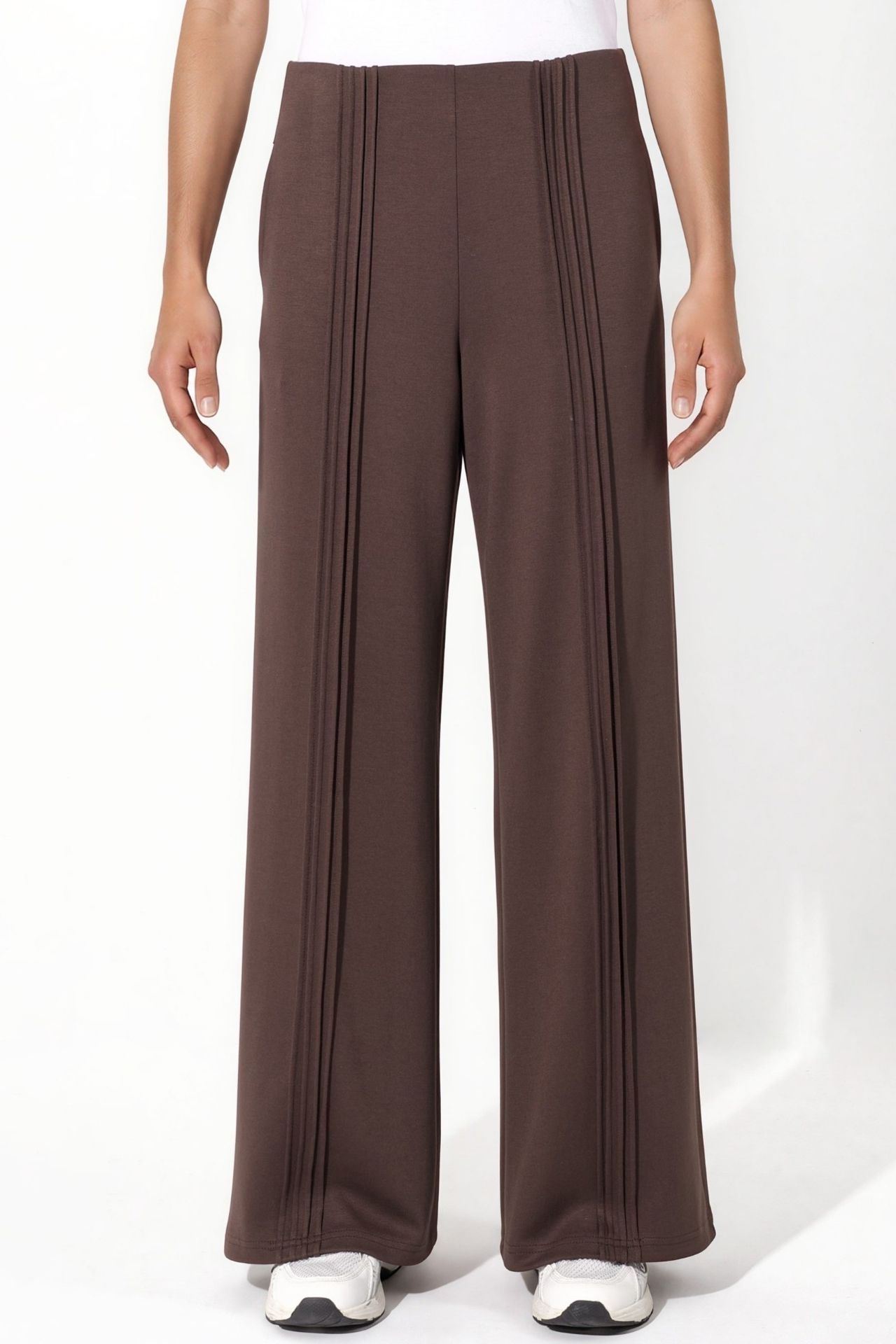Modal Touch Rib Detail Straight Leg Pants 1