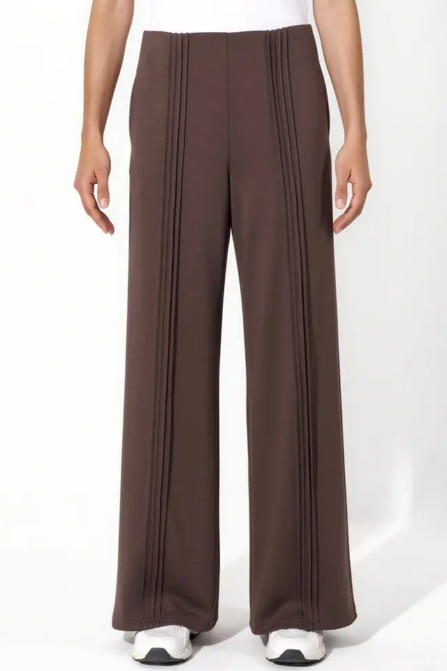 Modal Touch Rib Detail Straight Leg Pants