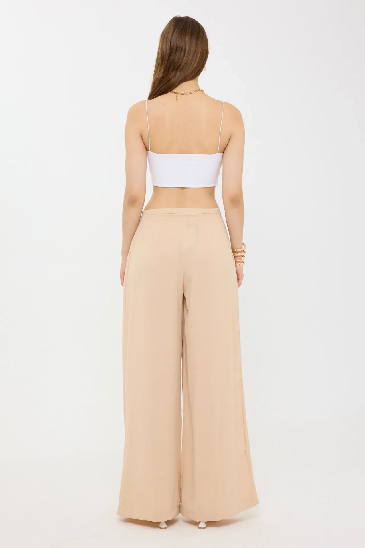 Pleated Wide-Leg Trousers with Relaxed Fit