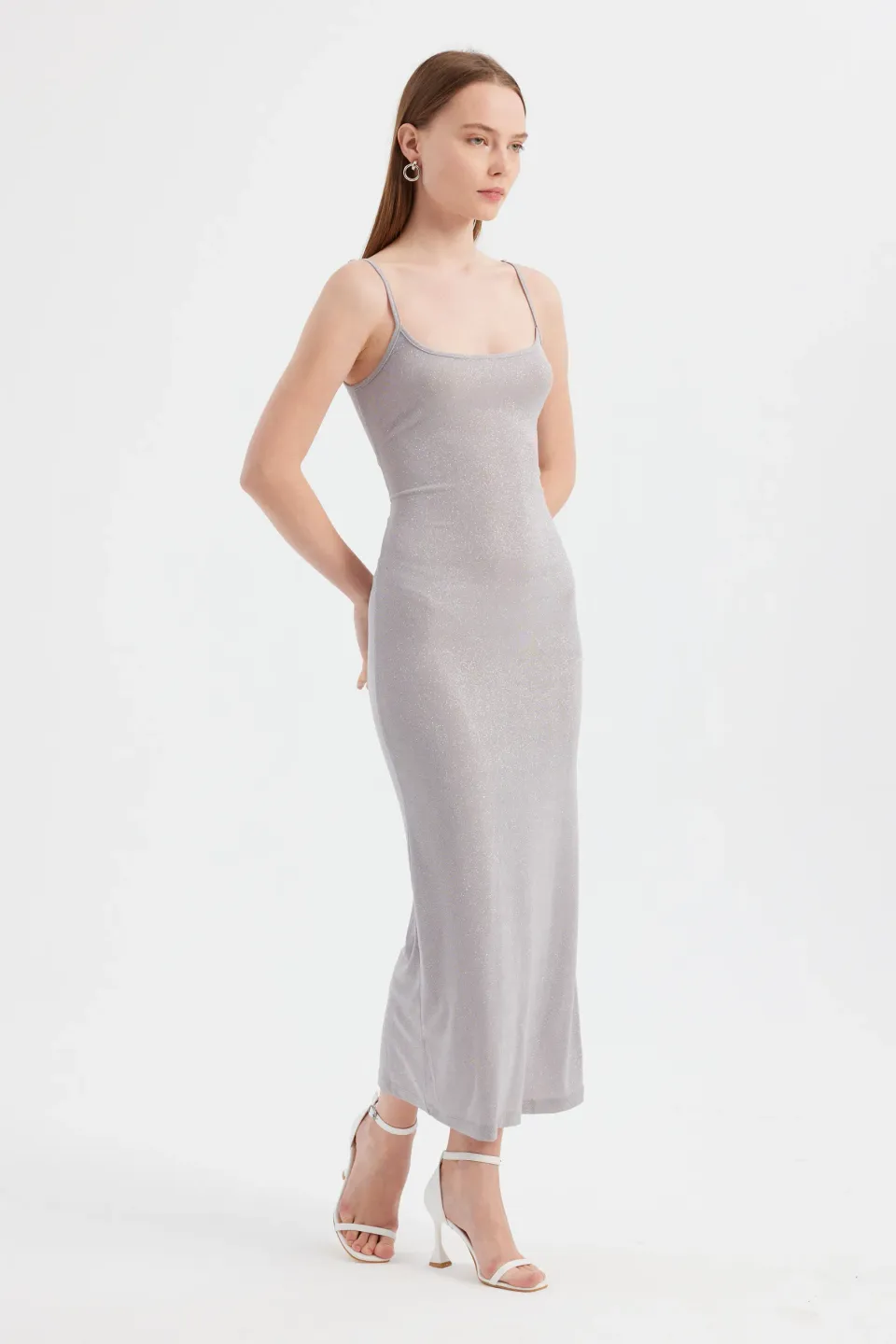 Solid Woven Maxi Dress with Spaghetti Straps