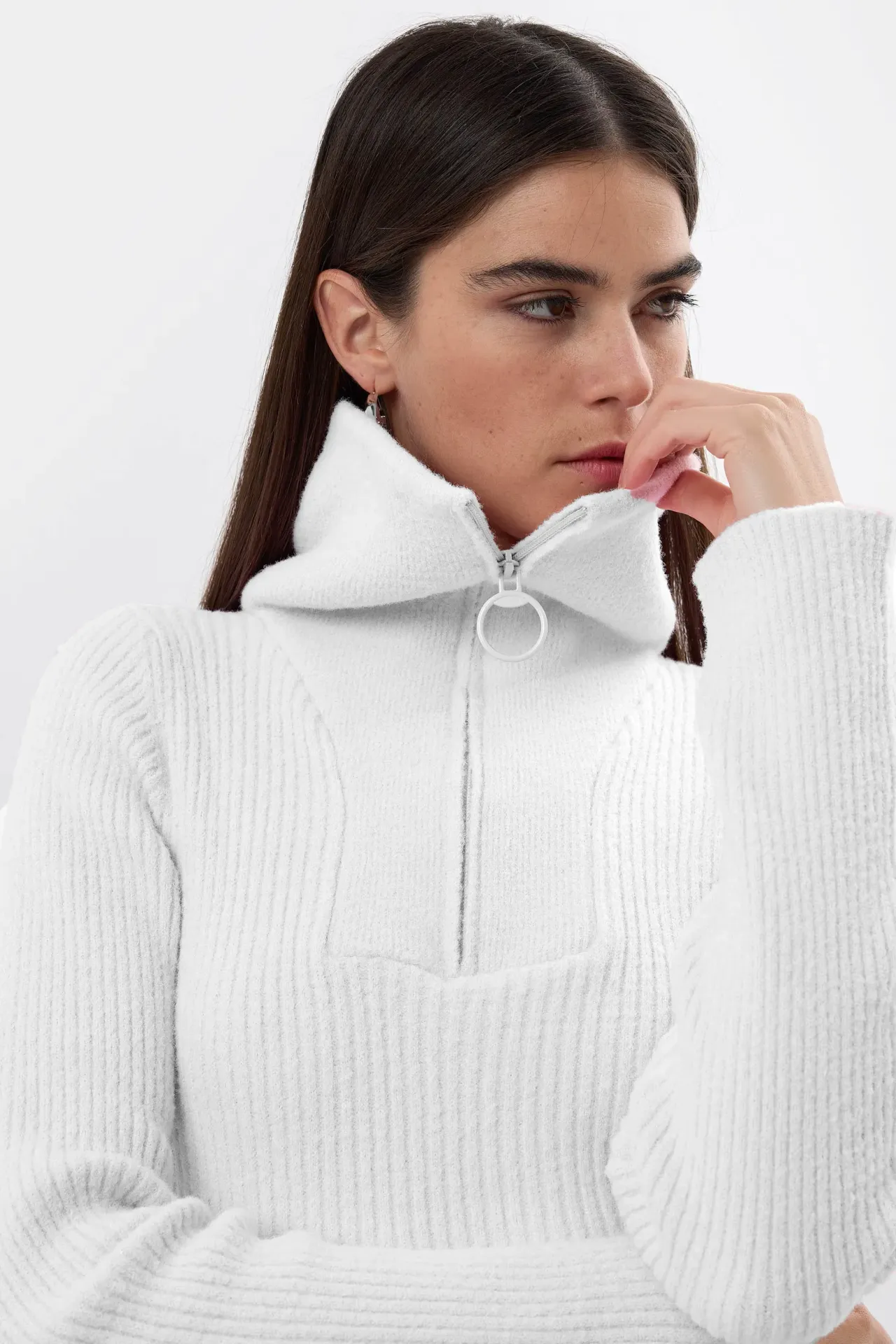 Zippered Knitted Sweater