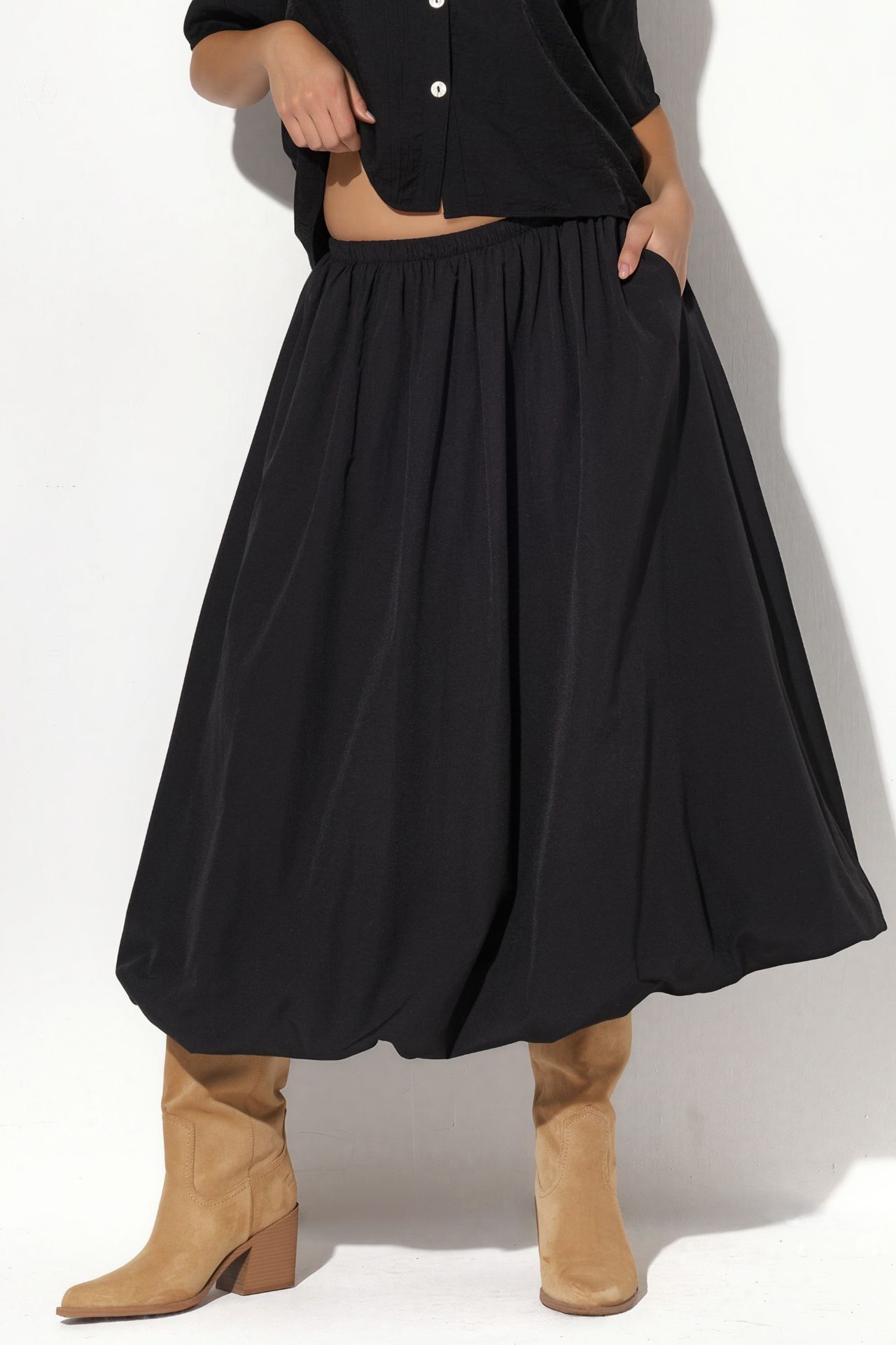 BUSEM High-Waist A-Line Midi Skirt 1
