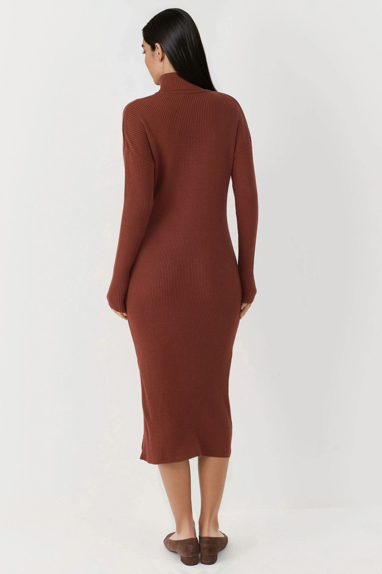 MY FASHION Ribbed Turtleneck Bodycon Knit Dress 2