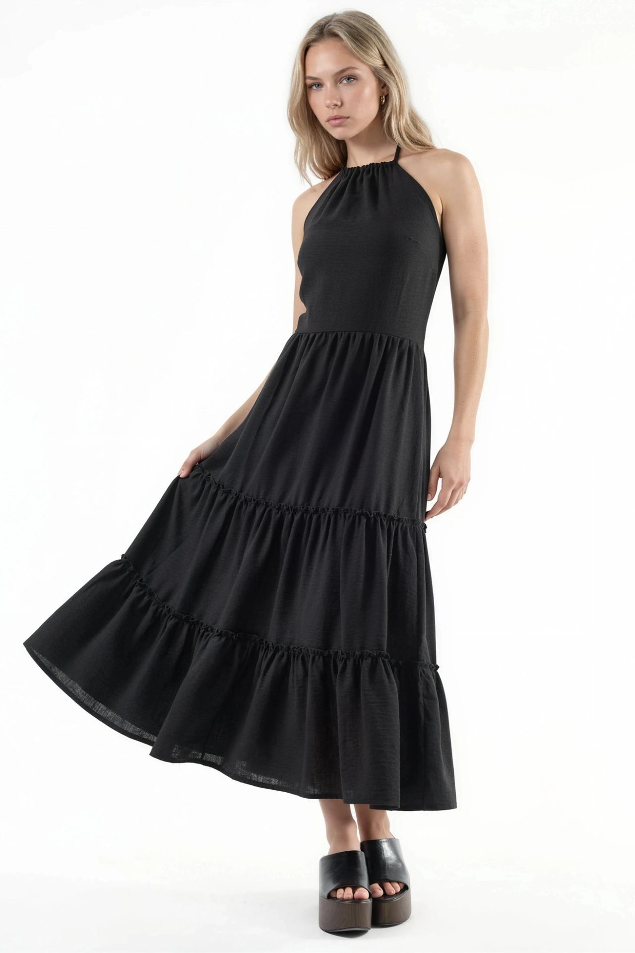 BUSEM Frilly Halter Neck Maxi Dress 1
