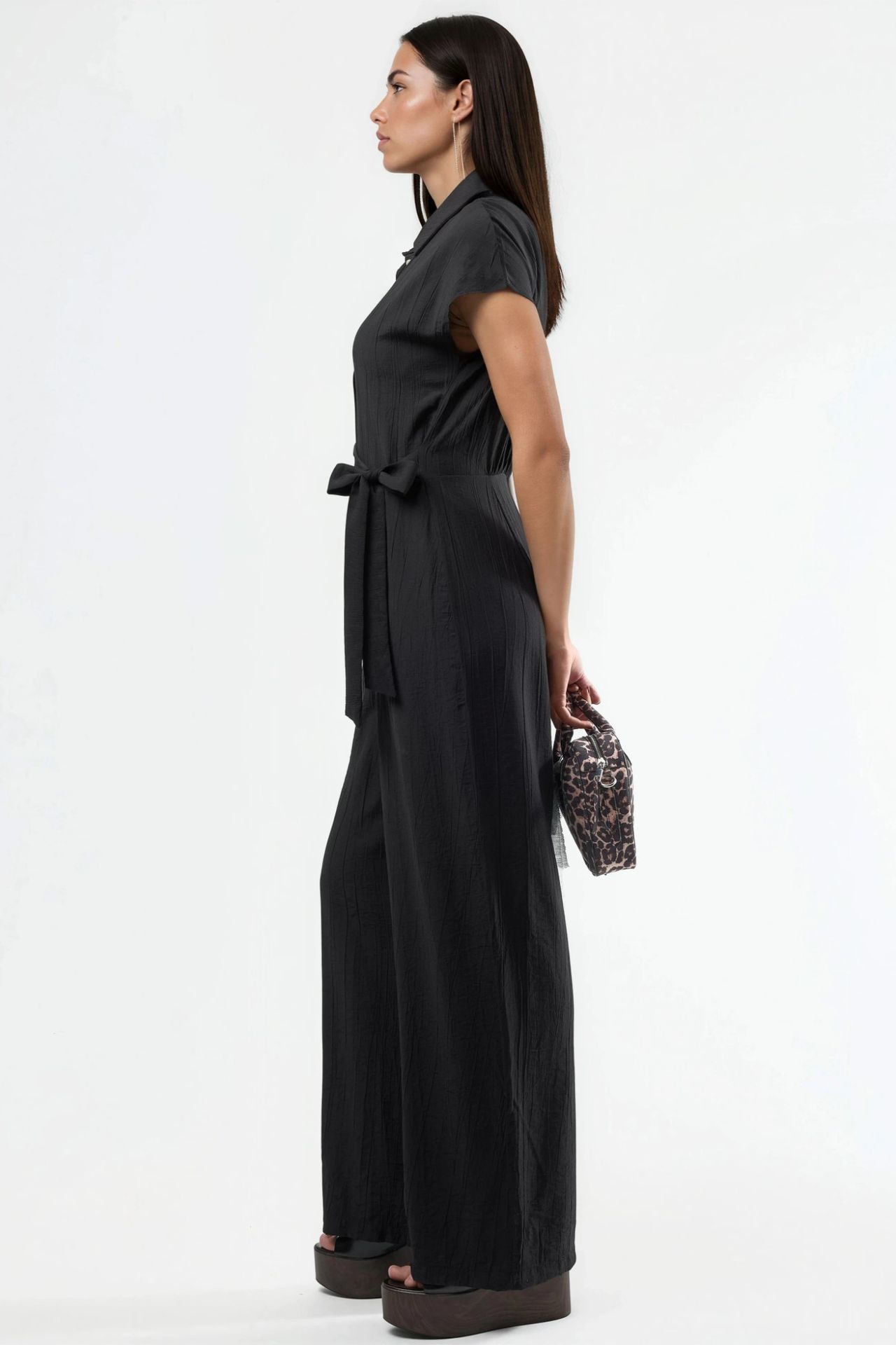 BUSEM Wide Leg Buttoned Shirt Collar Jumpsuit 2
