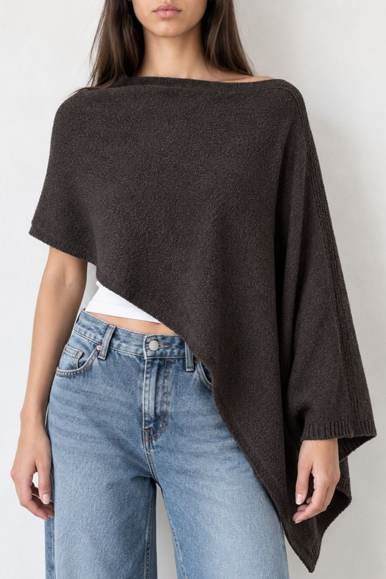 Boat Neck Knit Cape Blouse 4