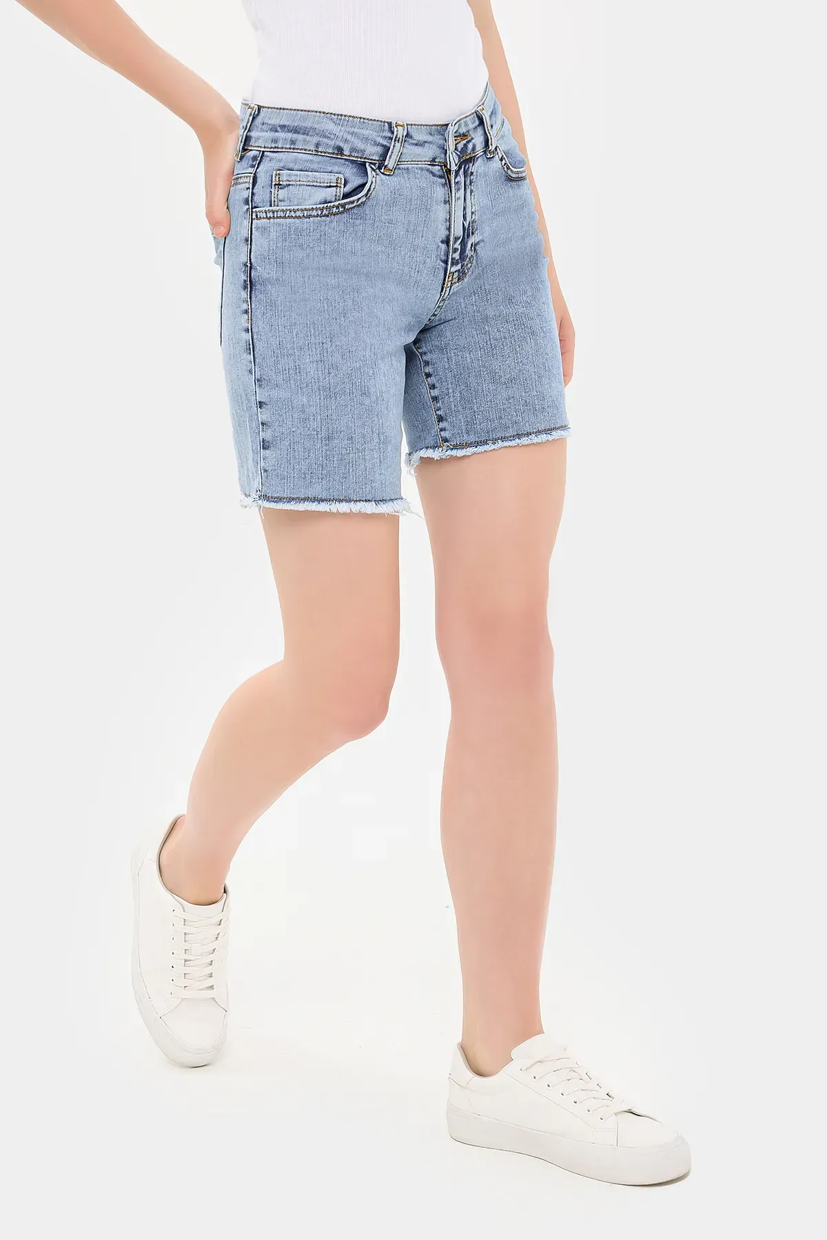 Denim Mid Rise Shorts 1