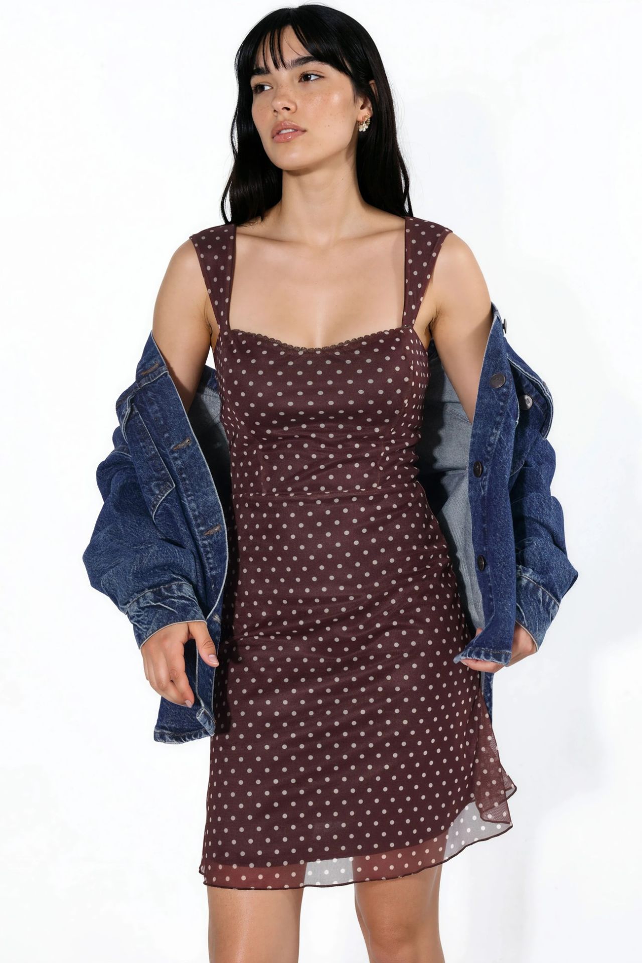 Polka Dot Mini Tulle Dress with Heart Collar 9