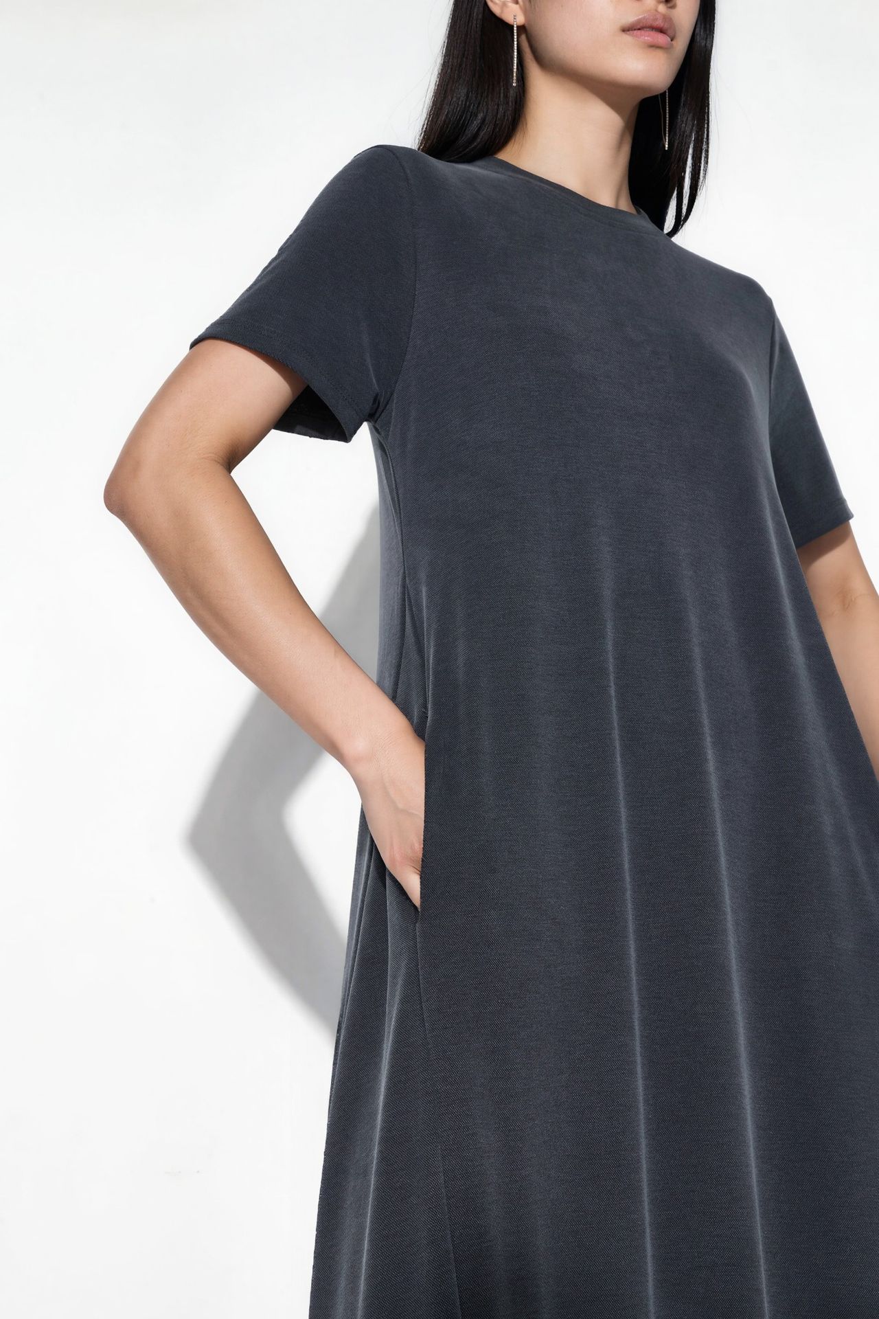 BUSEM Straight Midi Jersey T-Shirt Dress