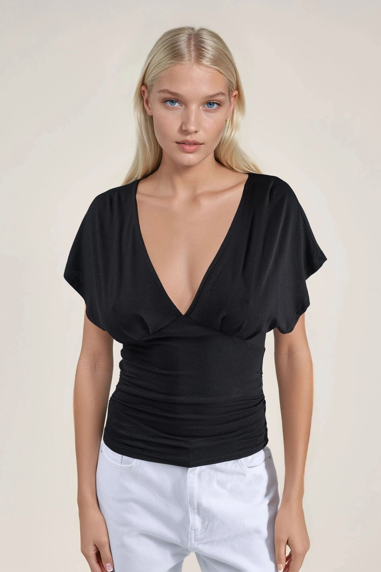 Ruched V-Neck T-Shirt 6