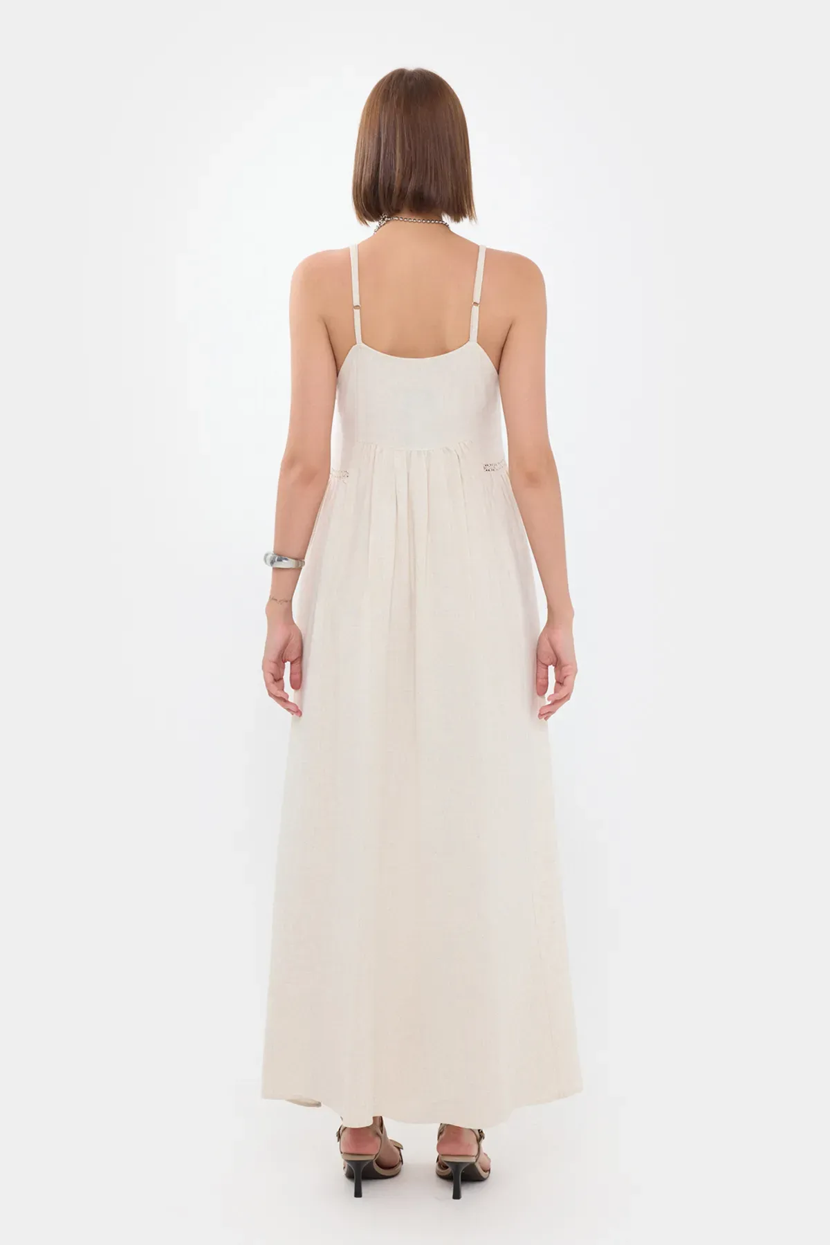 Flowers Embroidered Maxi Dress with Lace Detail 4