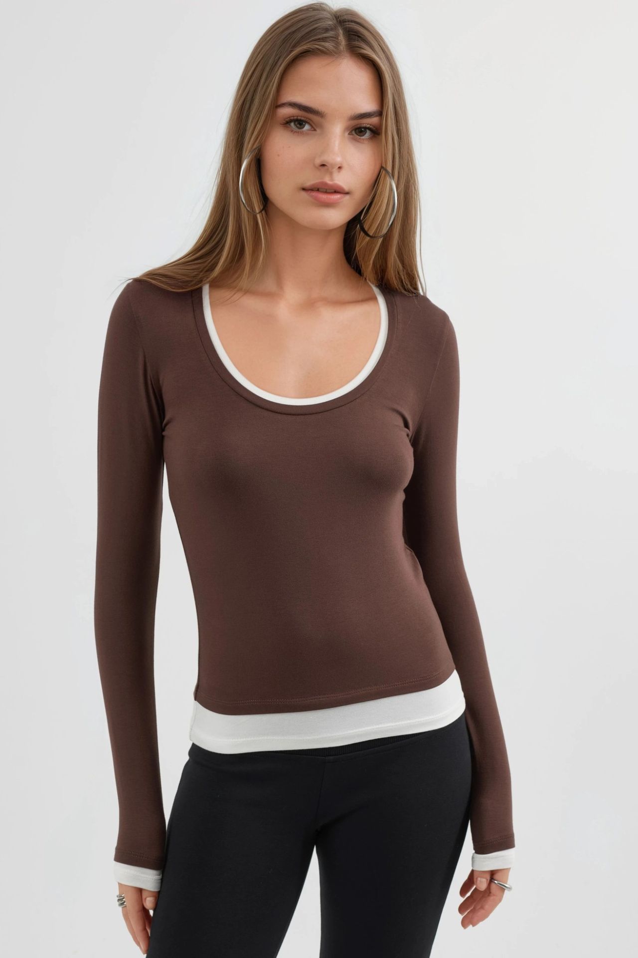 BUSEM Contrast Binding Long Sleeve Blouse 6