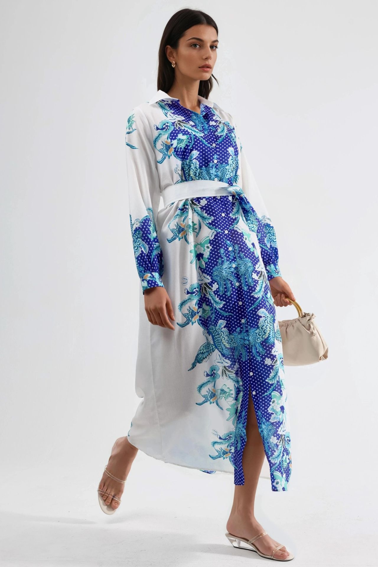 MSN Floral Belted Midi Dress 4