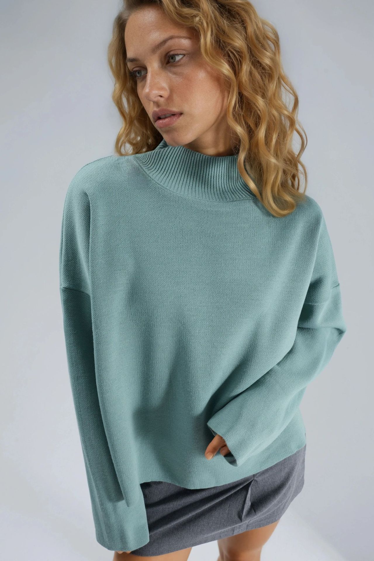 MY FASHION Oversized Ribbed Turtleneck Sweater 1