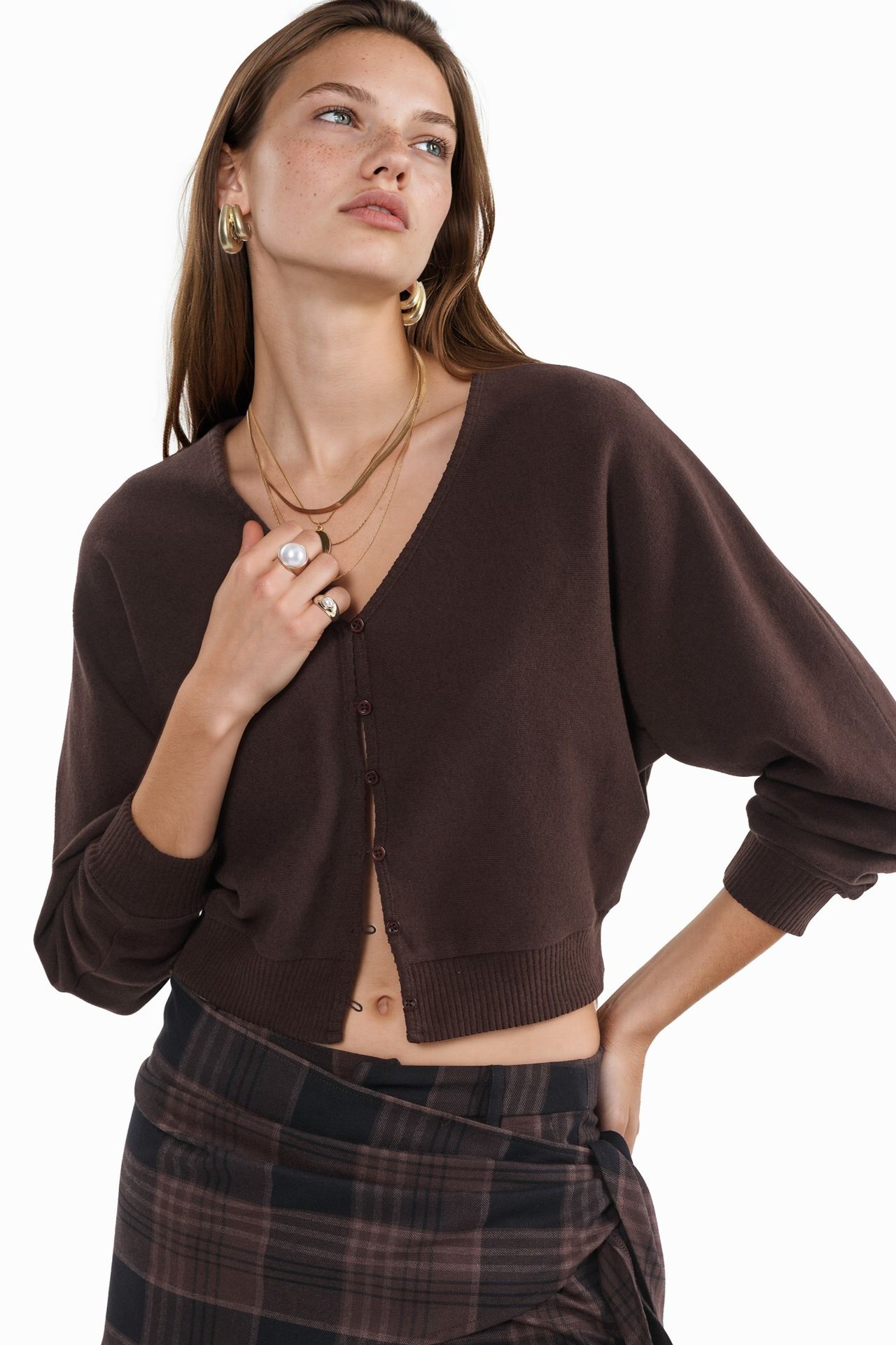 BUSEM V-Neck Ribbed Crop Cardigan 1