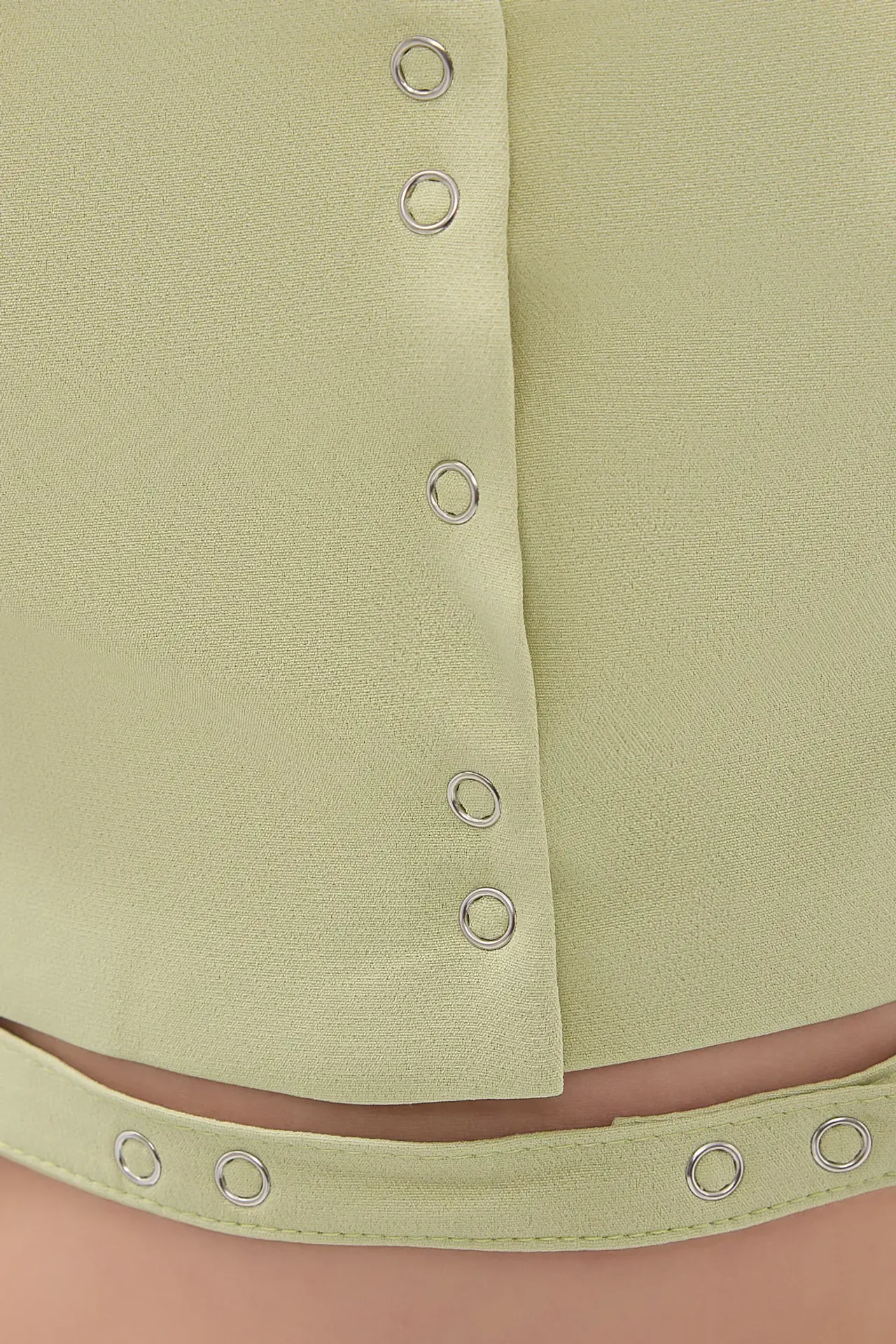 Square Neck Buttoned Cami Tank Top with Belt Detail