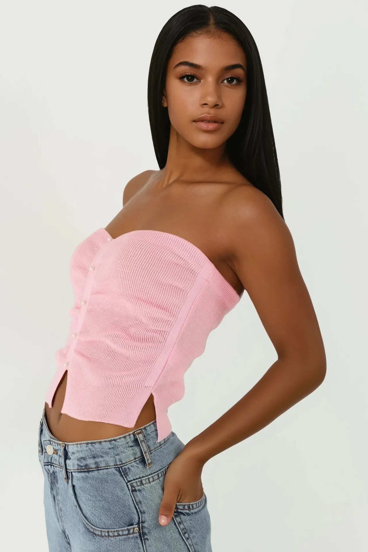 Slim Fit Strapless Knitted Top 5